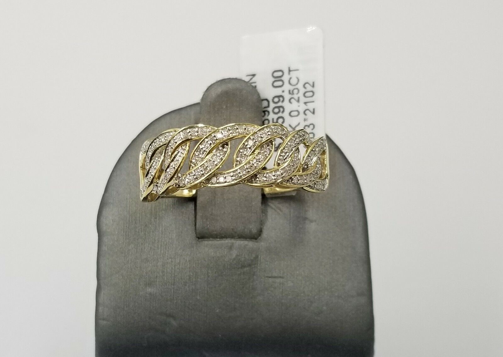 10K Solid Yellow Gold Miami Cuban Genuine Diamond Ring Band Style Men REAL - GoldenlinQ