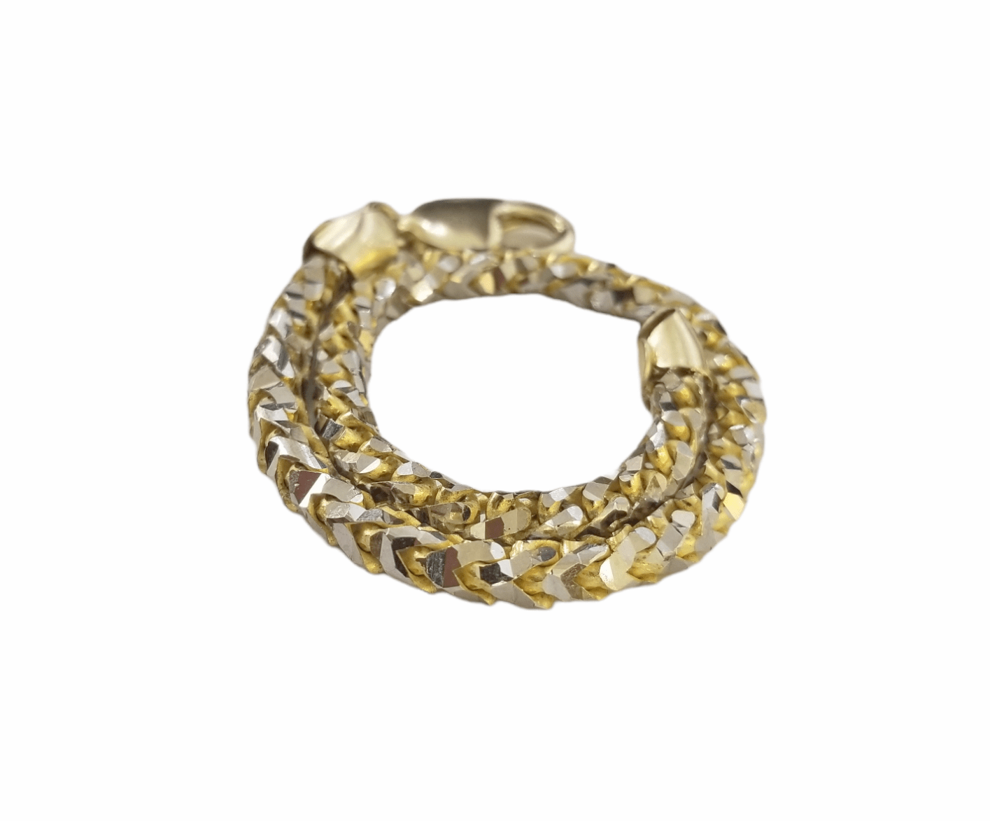 10k Solid Yellow Gold Palm Bracelet 5mm 8" Inch Diamond Cut Real 10Kt - GoldenlinQ