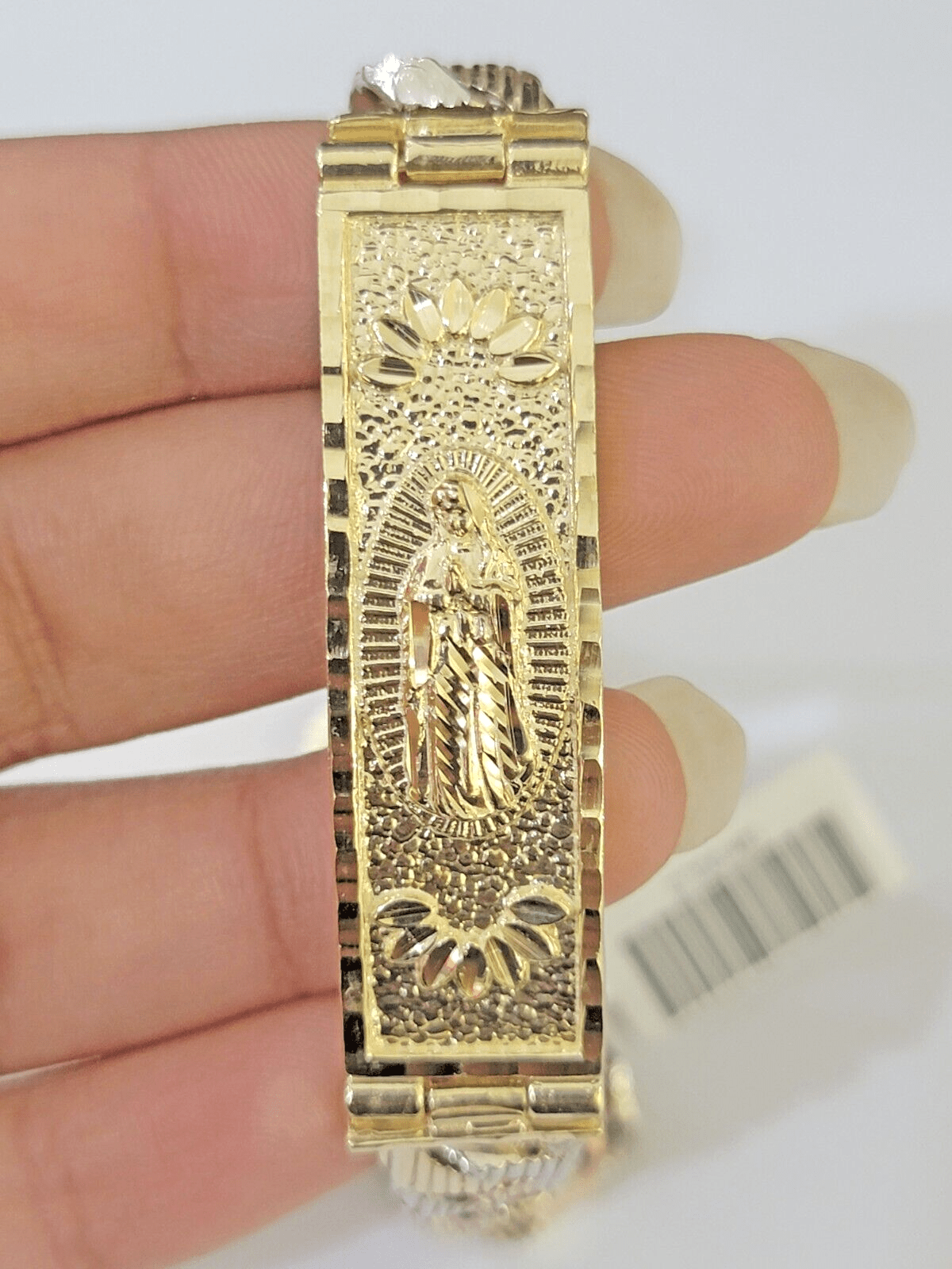 10K Trio Gold ID Bracelet With Miami Cuban Link 11 mm 8.5" inches 10kt - GoldenlinQ