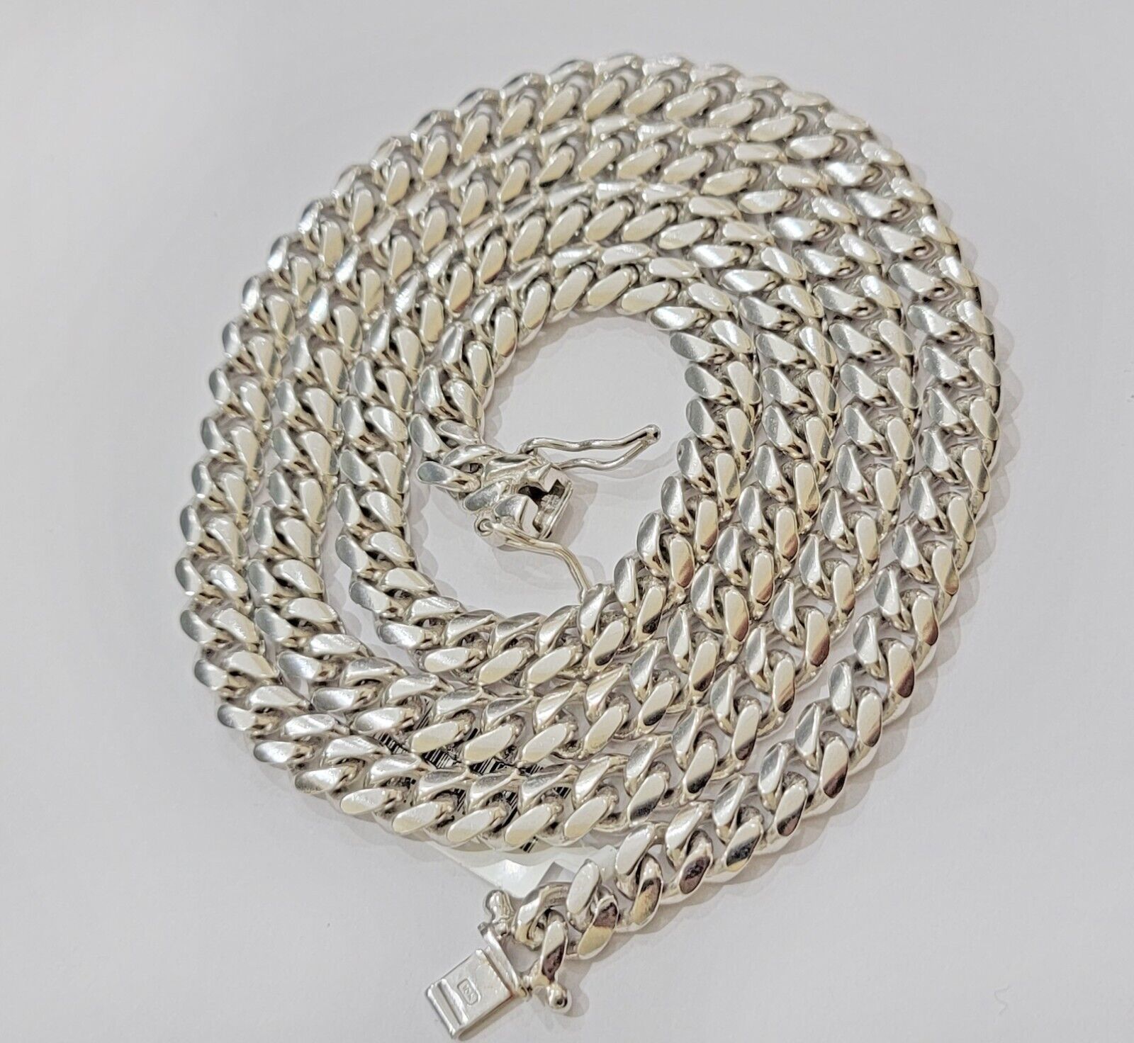 10k White Gold Chain Miami Cuban Link Necklace 26 Inch 7mm, Real Mens 10KT Solid - GoldenlinQ