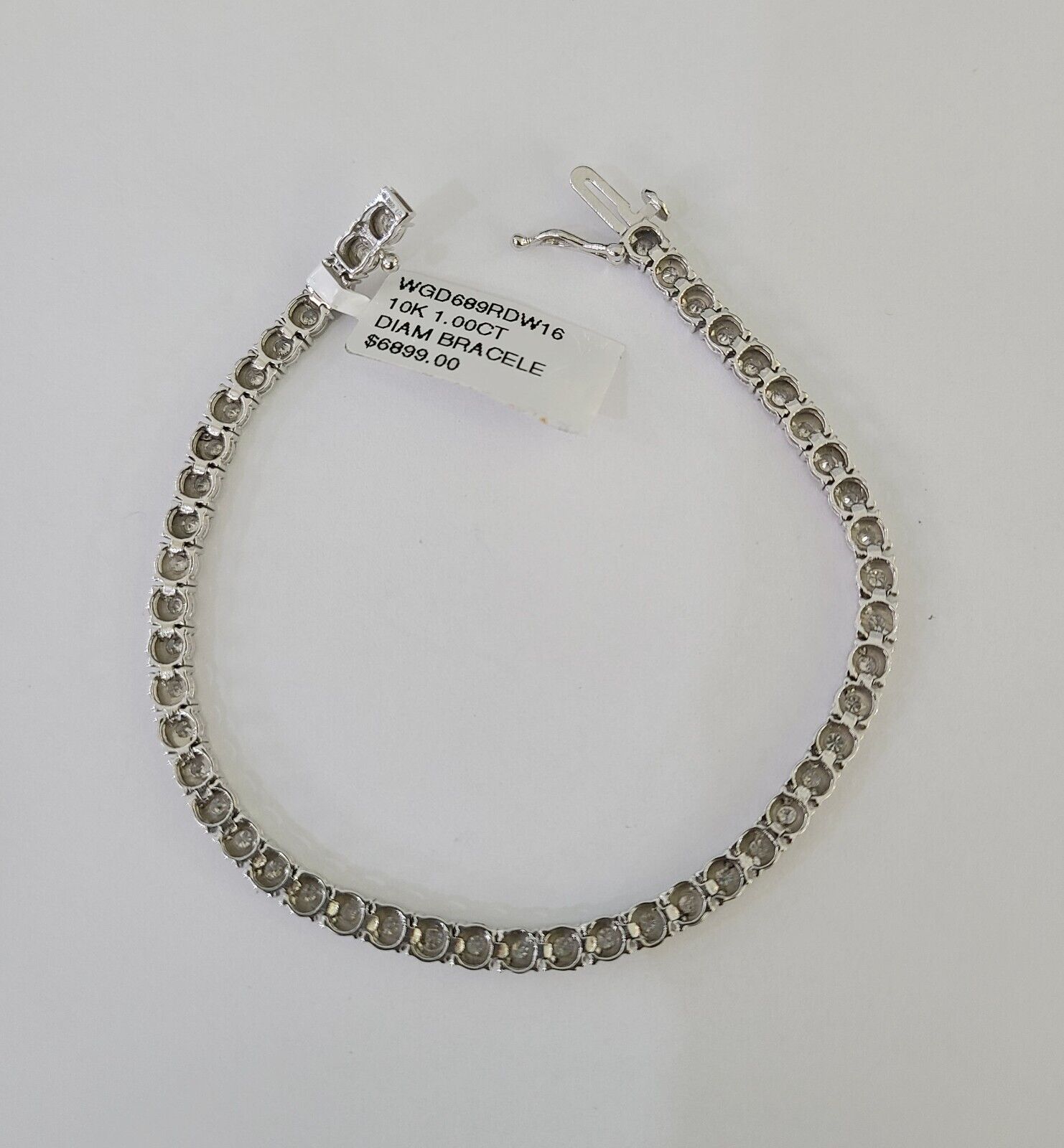 10K White Gold Diamond Bracelet Women Ladies 7" REAL Genuine Gold - GoldenlinQ