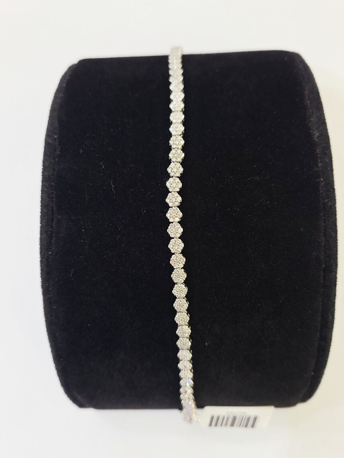 10k White Gold Diamond Flower Bracelet Real Box Clasp Women Genuine - GoldenlinQ