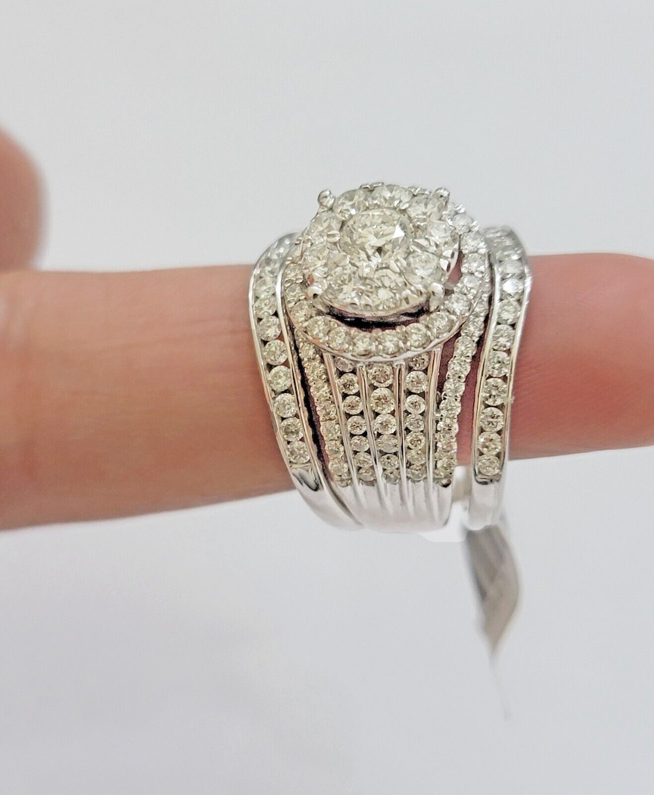 10k White Gold Diamond Ring & Band Ladies 3CTW Wedding Engagement Solid REAL - GoldenLinQ