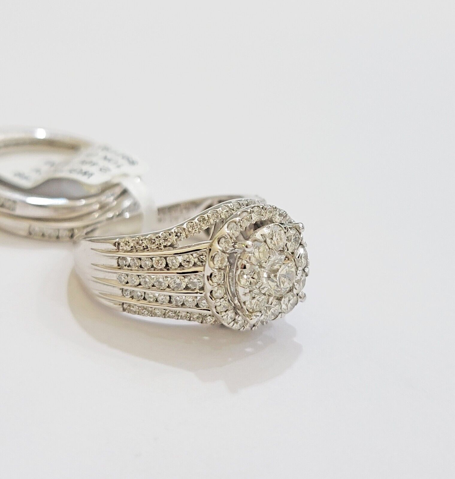 10k White Gold Diamond Ring & Band Ladies 3CTW Wedding Engagement Solid REAL - GoldenLinQ