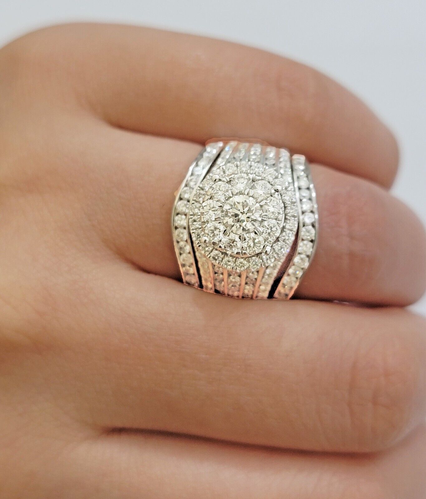 10k White Gold Diamond Ring Band Set Ladies 3CTW Wedding Engagement Solid REAL - GoldenLinQ