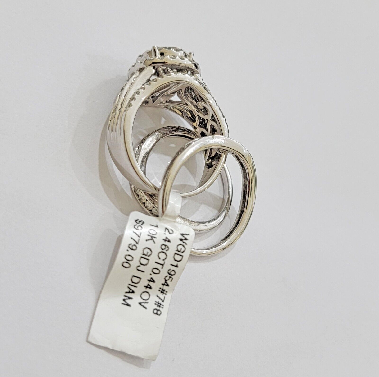 10k White Gold Diamond Ring Band Set Ladies 3CTW Wedding Engagement Solid REAL - GoldenLinQ