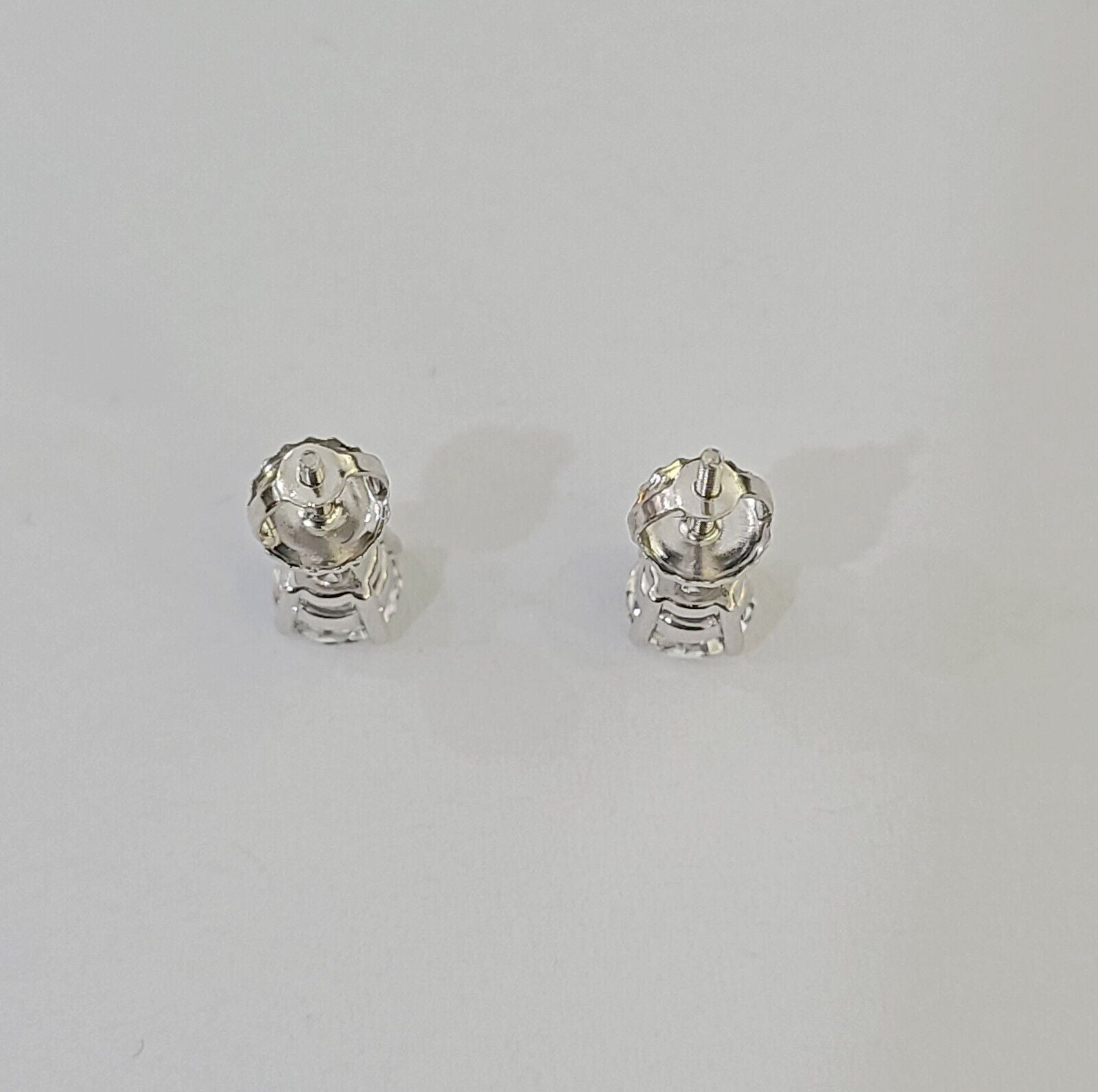 10k White gold Round Earrings Real Diamond screw - back Lab CreatedWomen Men Studs - GoldenlinQ