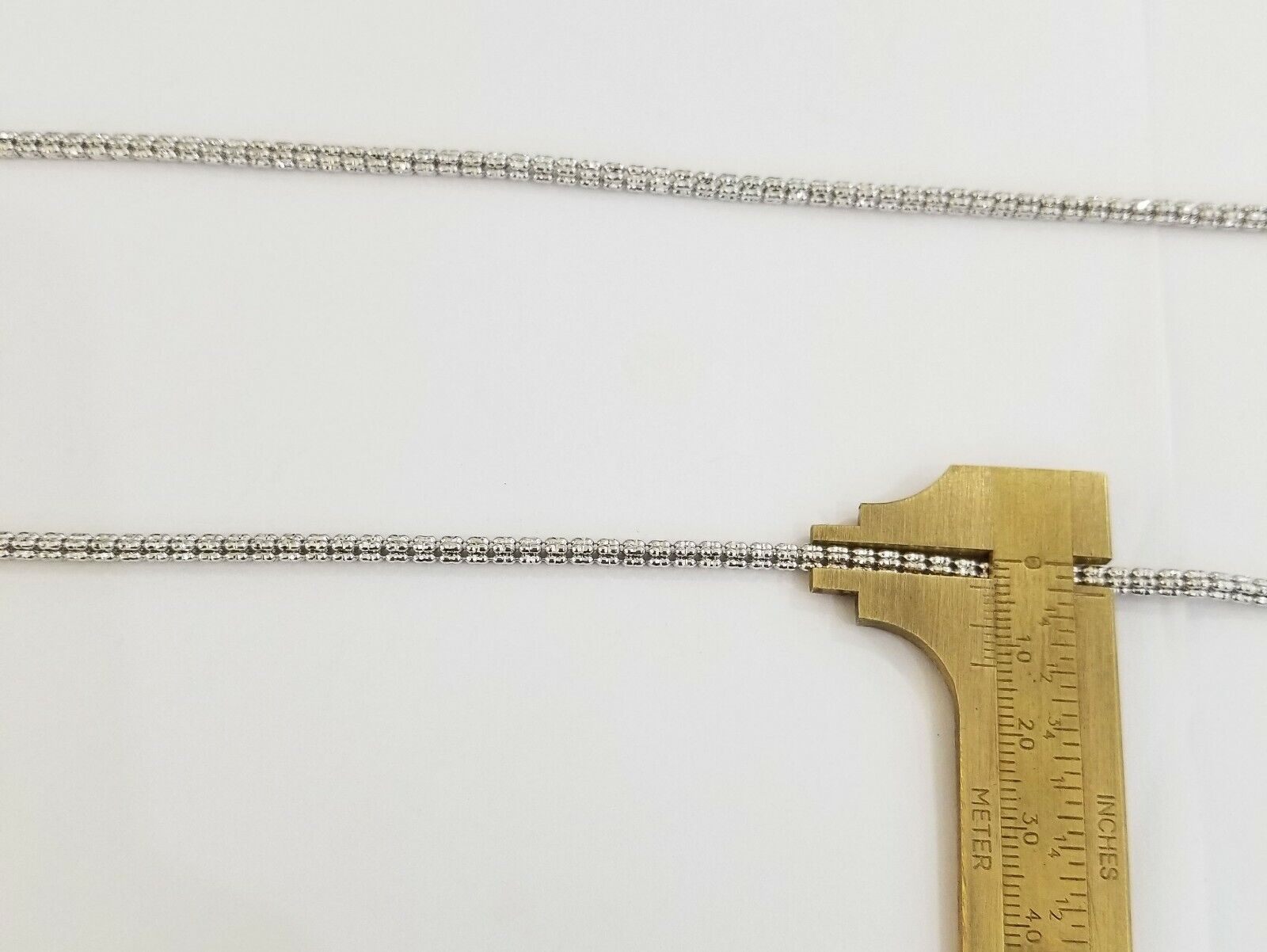 10k white Gold Tennis Chain 24" 4mm Diamond Cut necklace Lobster Clasp Women - GoldenlinQ