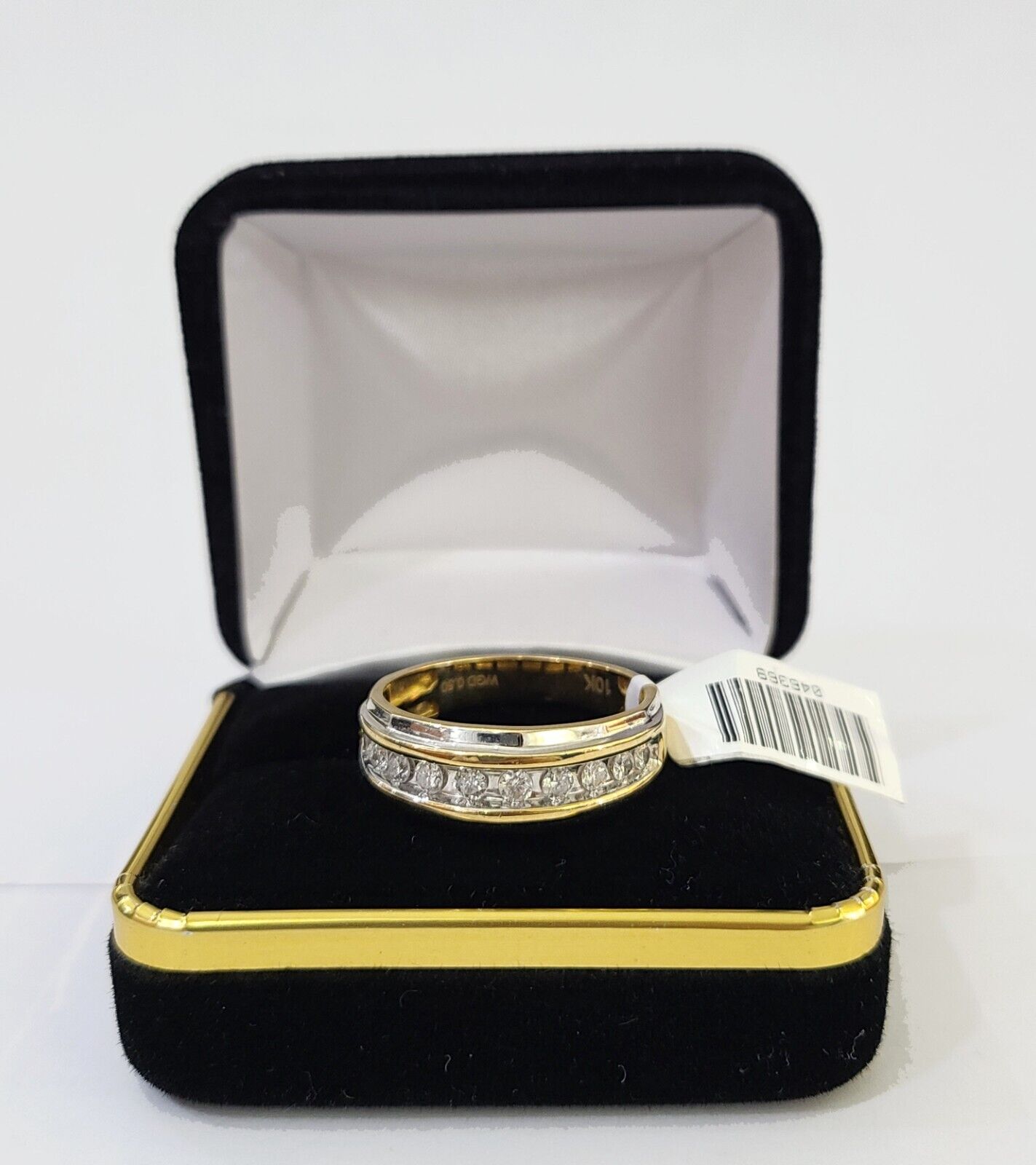 10k White Yellow Gold Diamond Mens Ring Band Wedding Genuine Natural Real - GoldenlinQ