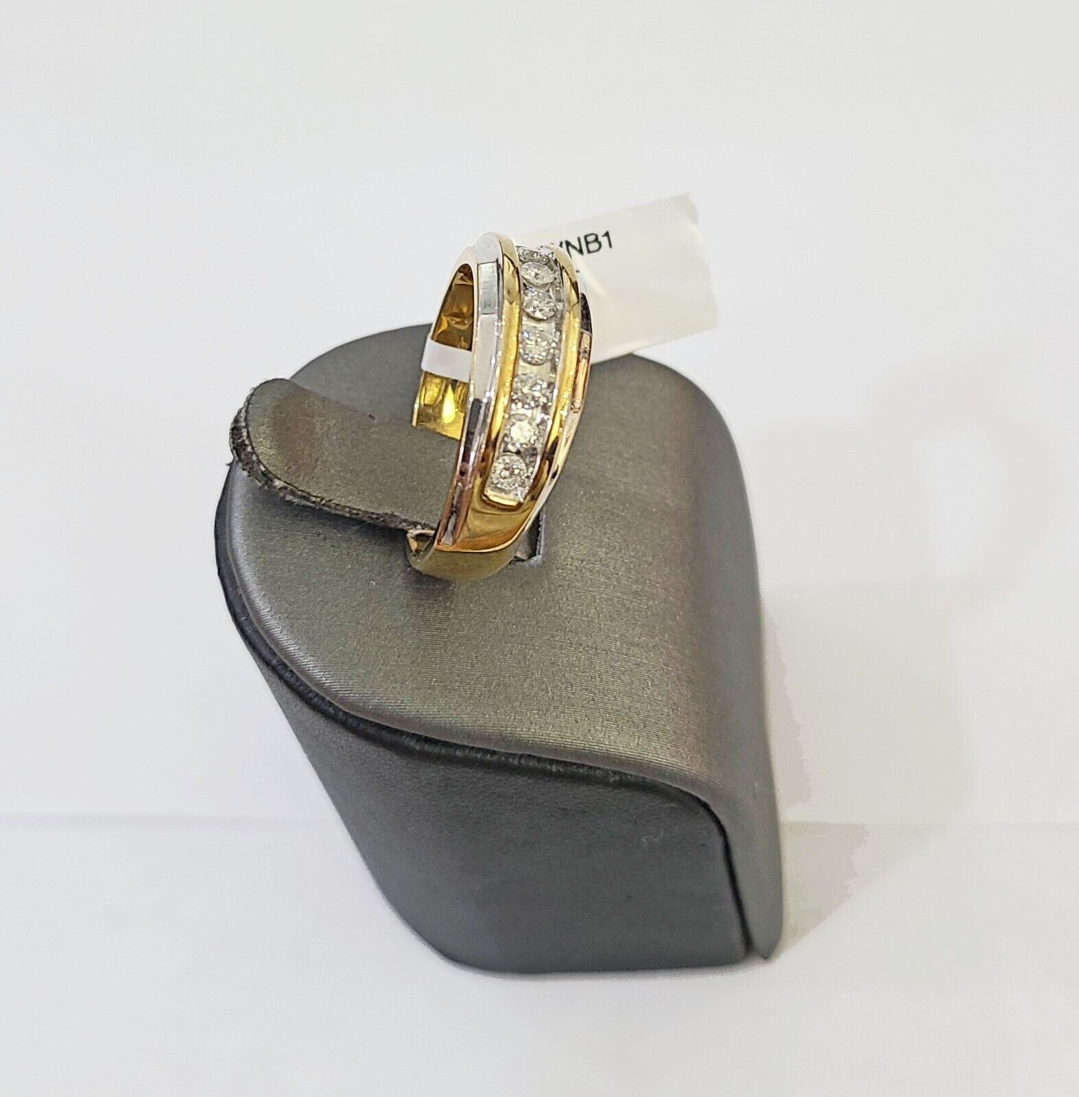 10k White Yellow Gold Diamond Mens Ring Band Wedding Genuine Natural Real - GoldenlinQ