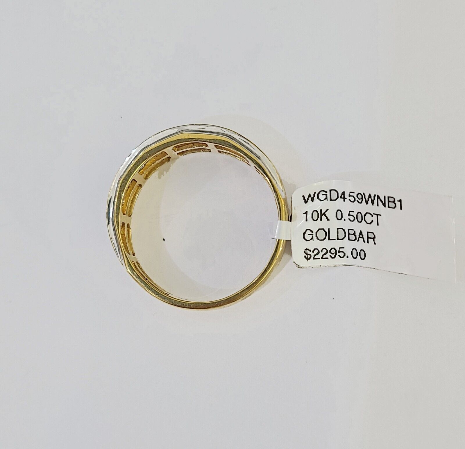 10k White Yellow Gold Diamond Mens Ring Band Wedding Genuine Natural Real - GoldenlinQ