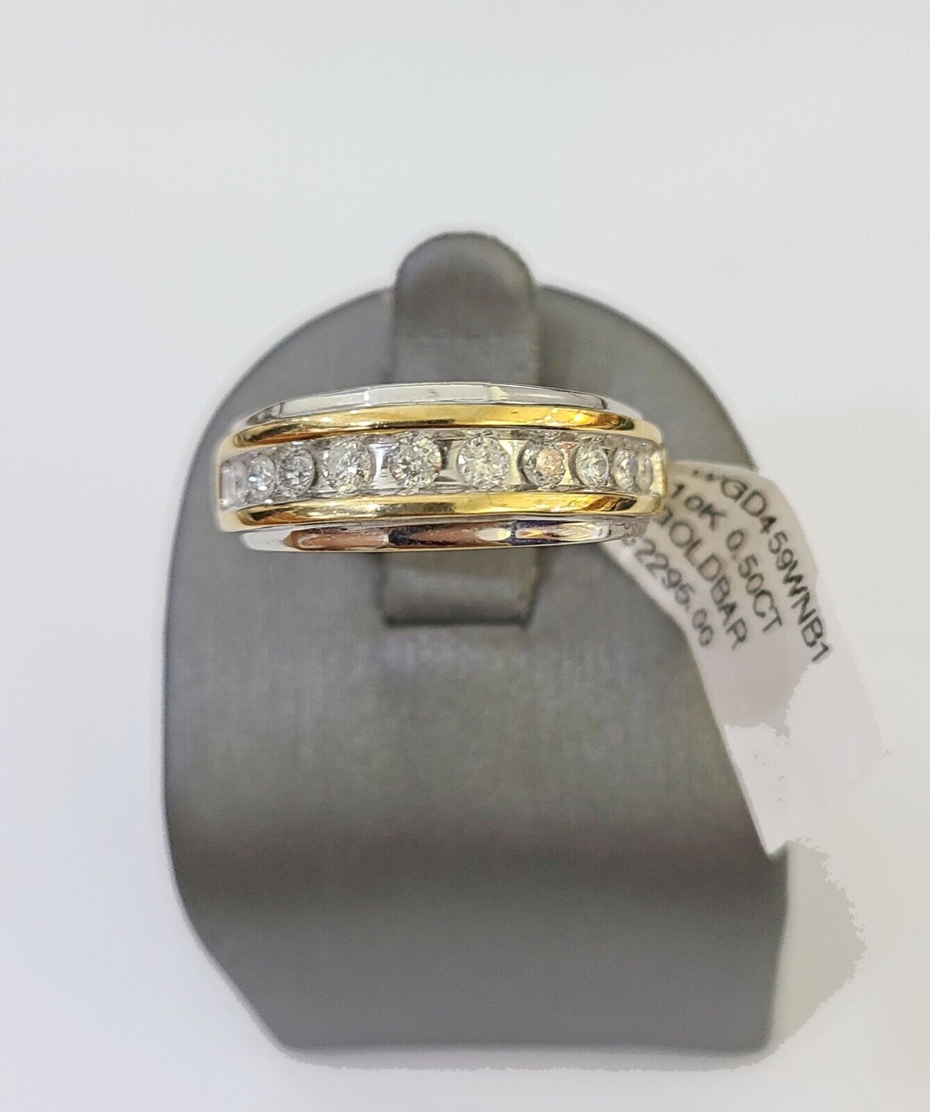 10k White Yellow Gold Diamond Mens Ring Band Wedding Genuine Natural Real - GoldenlinQ
