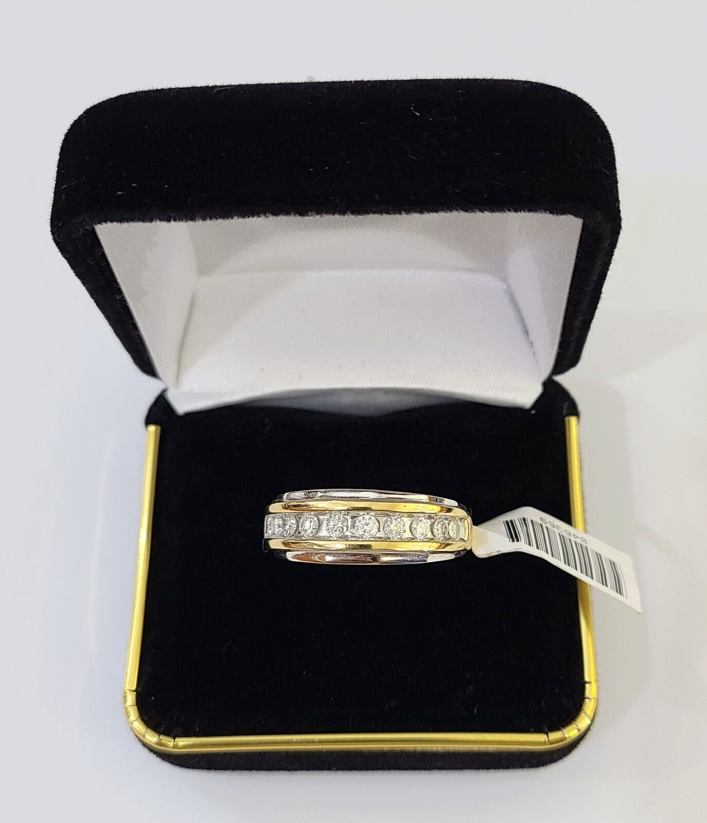 10k White Yellow Gold Diamond Mens Ring Band Wedding Genuine Natural Real - GoldenlinQ