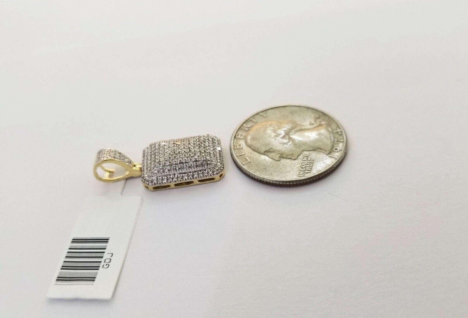 10K Yellow Gold 0.51CT Real Diamond Pillow Charm With 3mm 24" gold rope chain - GoldenlinQ