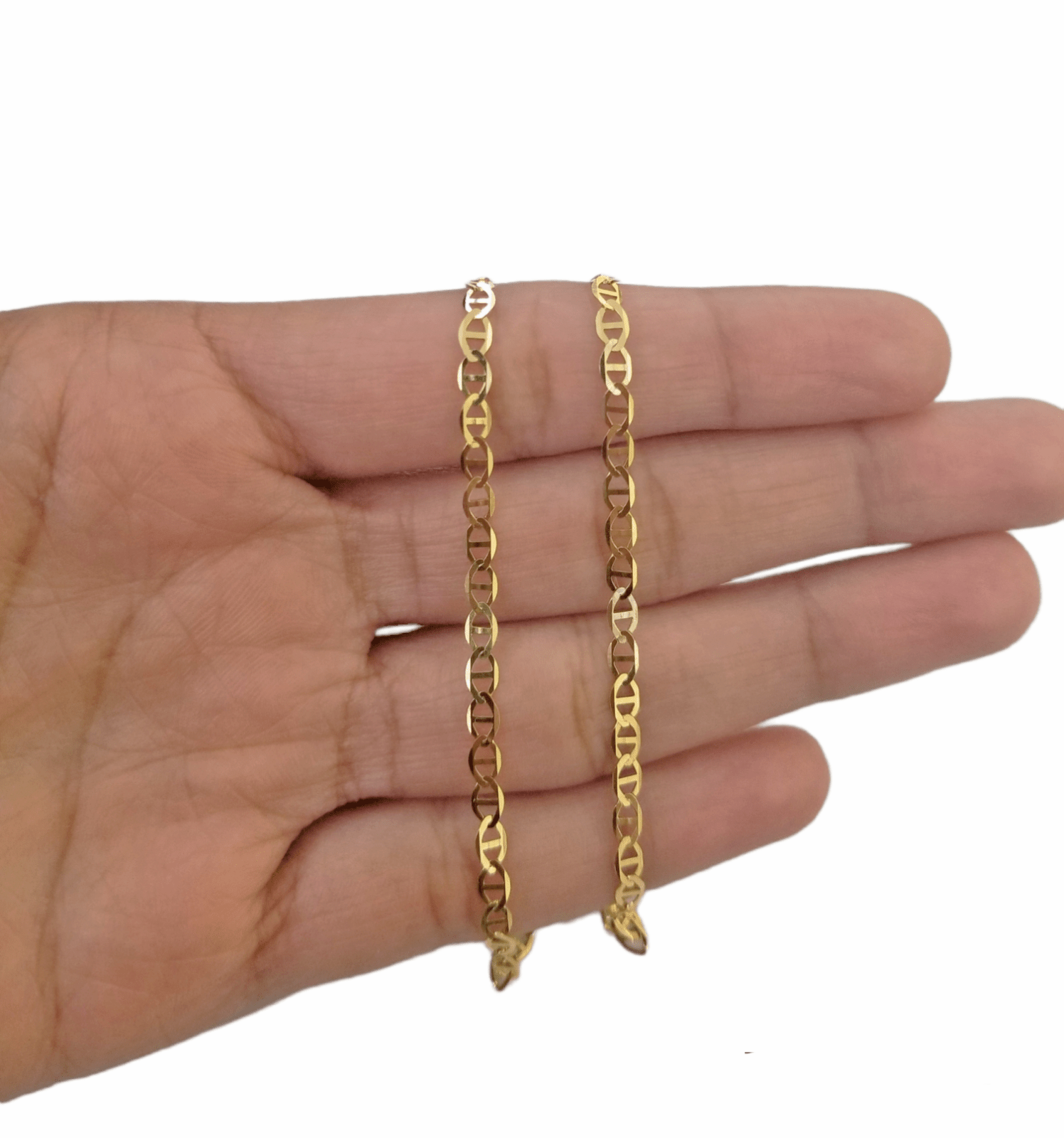 10K Yellow Gold 3mm Mariner Anchor Link Bracelet 8" Inch Lobster Lock - GoldenlinQ