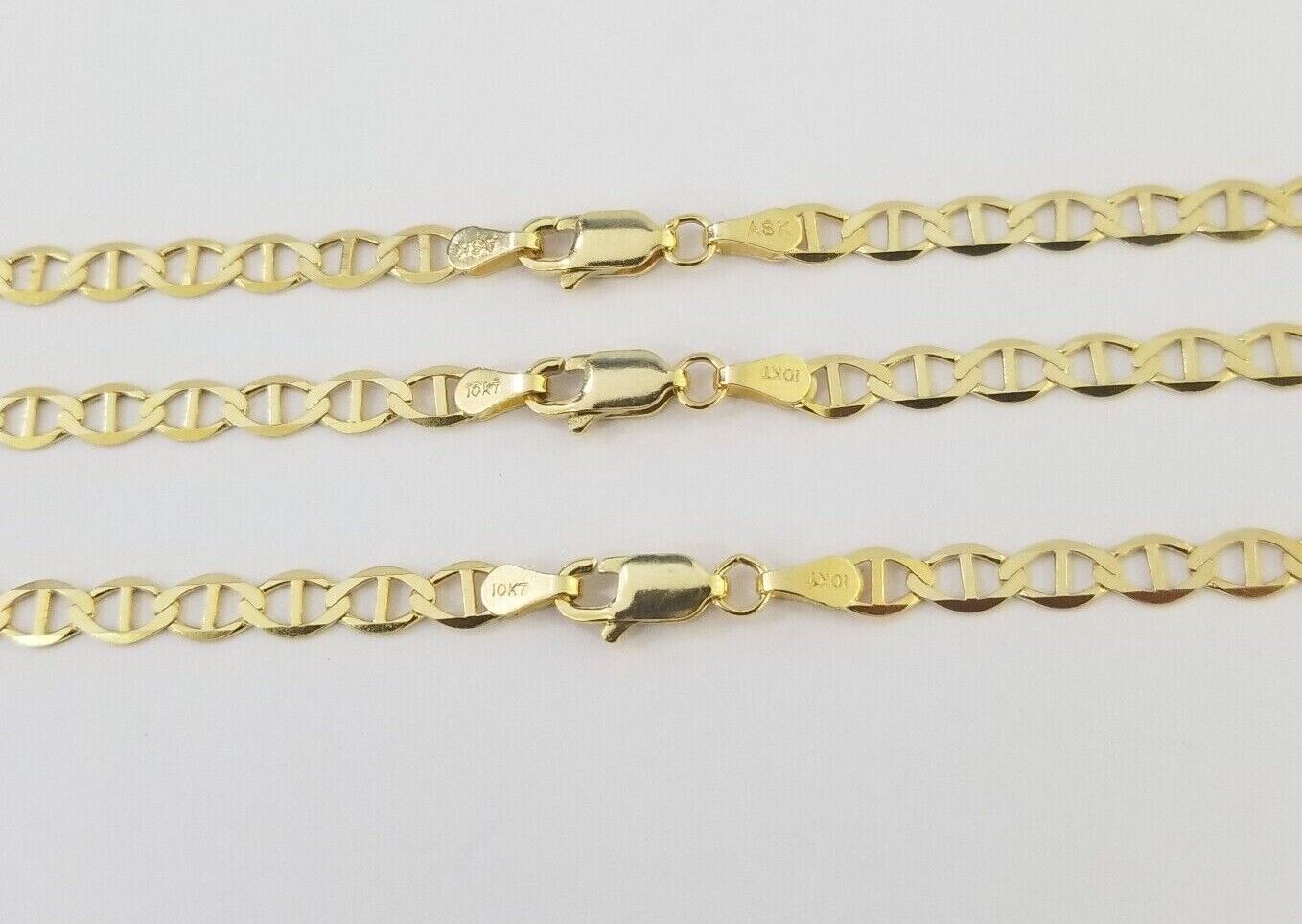 10K Yellow Gold 4mm Mariner Anchor LInk Chain Pendant Necklace 20" - 24" Inch - GoldenlinQ