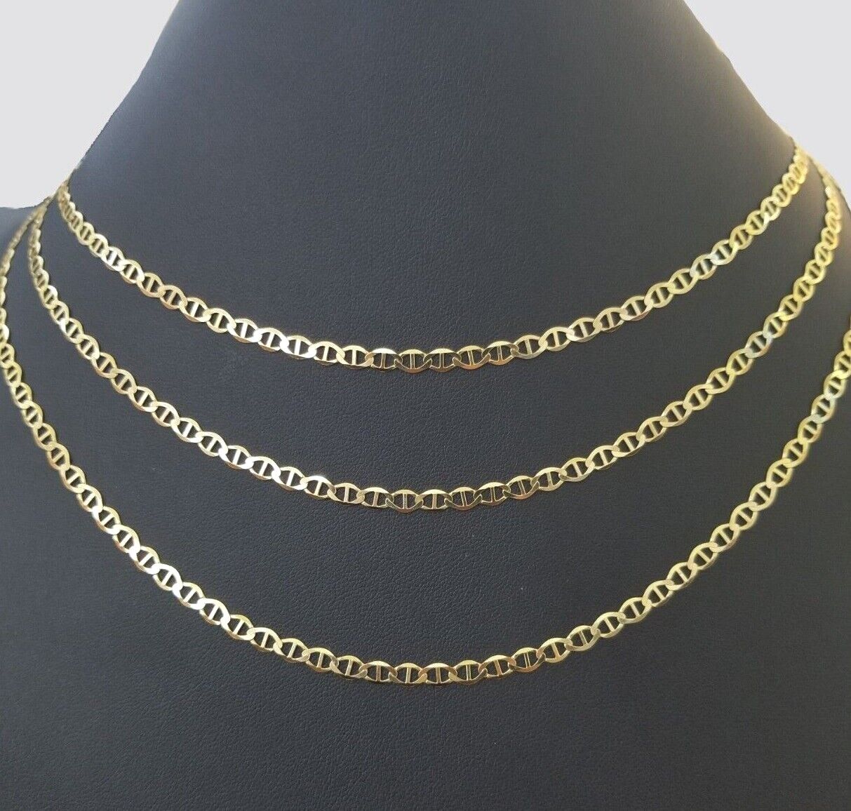 10K Yellow Gold 4mm Mariner Anchor LInk Chain Pendant Necklace 20" - 24" Inch - GoldenlinQ