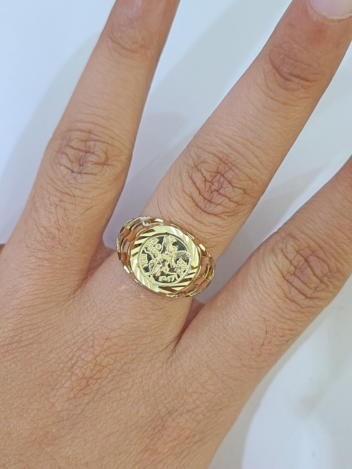 10k Yellow Gold 50 Pesos Ring 1947 Mexico/Mexican Ring - GoldenlinQ