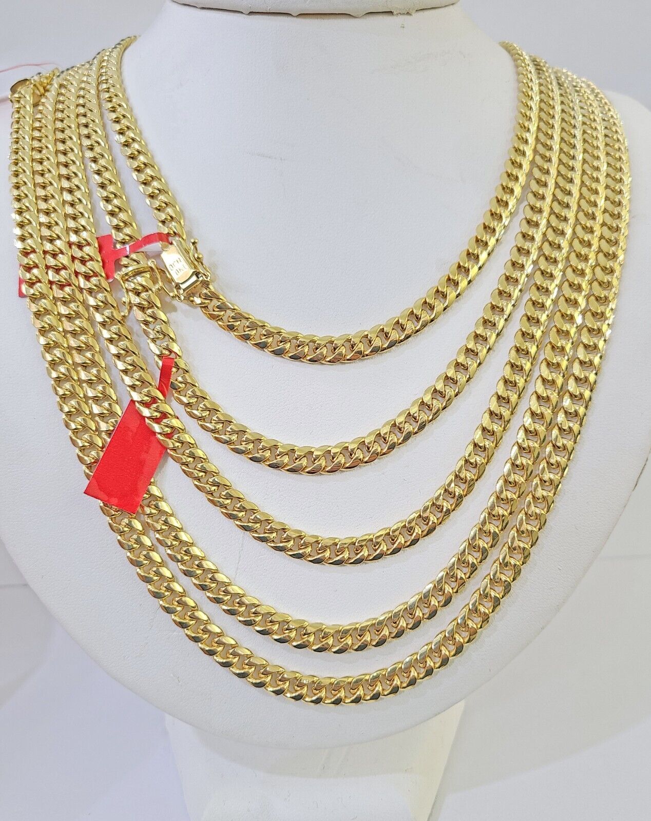 10k Yellow Gold 6mm Miami Cuban Link Chain Necklace 18 - 24 Inches Real - GoldenlinQ