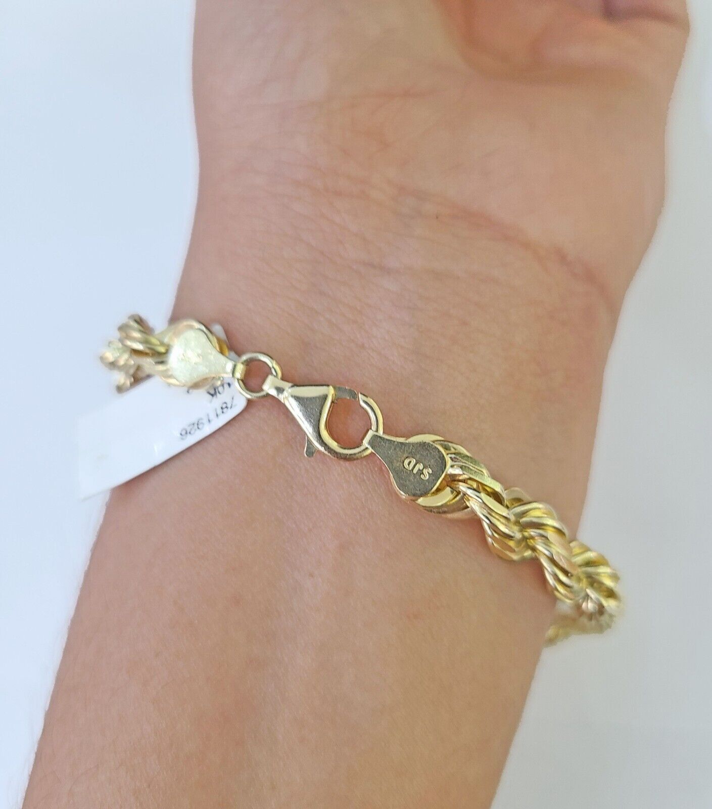 10K Yellow Gold 7.5" 8" 8.5" 9" Rope Bracelet Solid 7mm Men Women Diamond Cut - GoldenlinQ