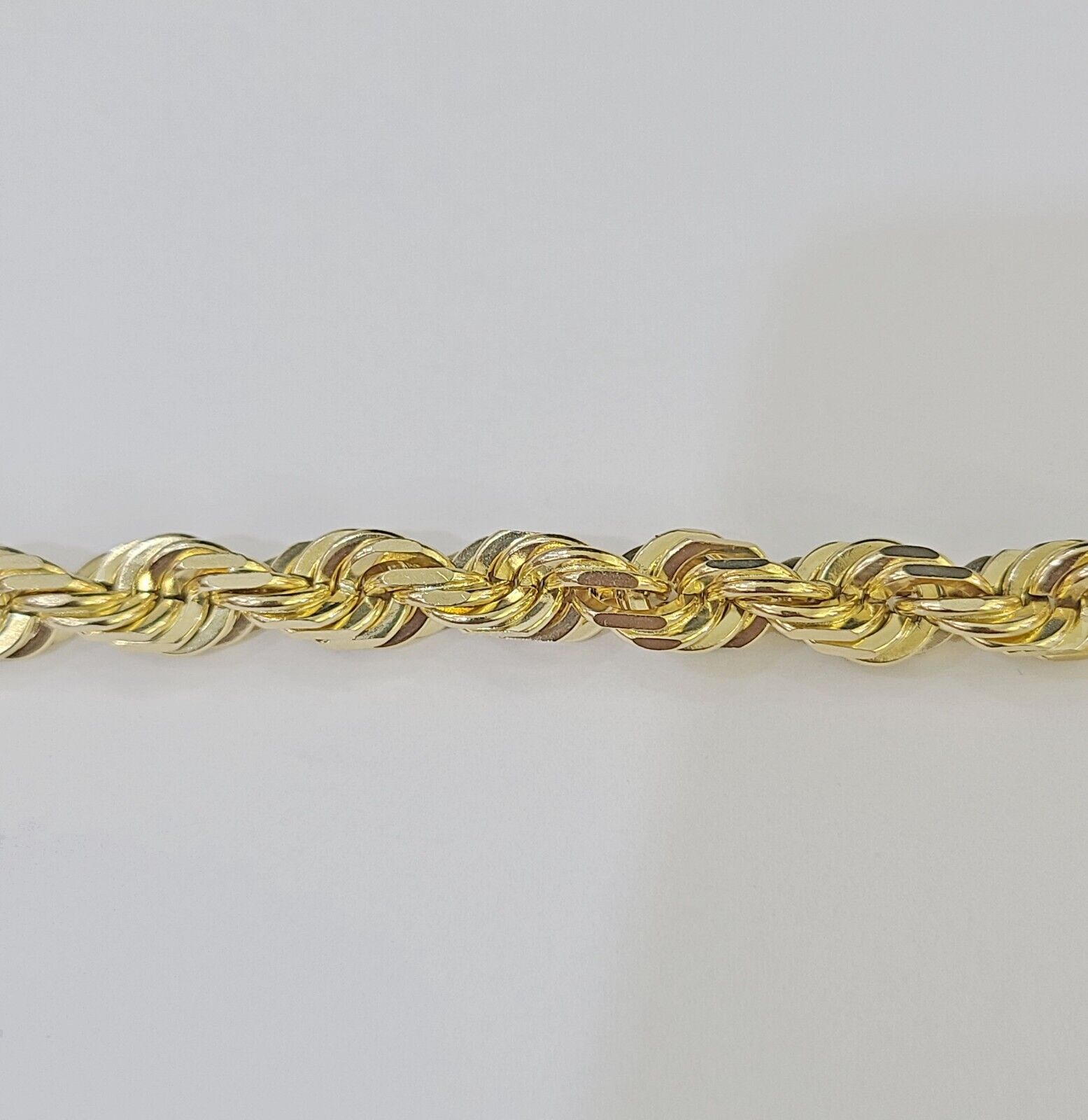 10K Yellow Gold 7.5" 8" 8.5" 9" Rope Bracelet Solid 7mm Men Women Diamond Cut - GoldenlinQ