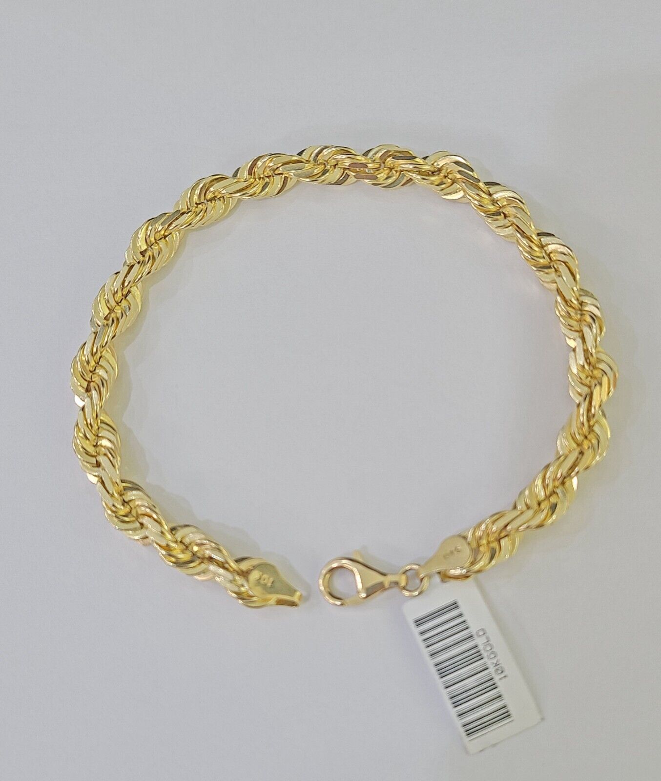 10K Yellow Gold 7.5" 8" 8.5" 9" Rope Bracelet Solid 7mm Men Women Diamond Cut - GoldenlinQ
