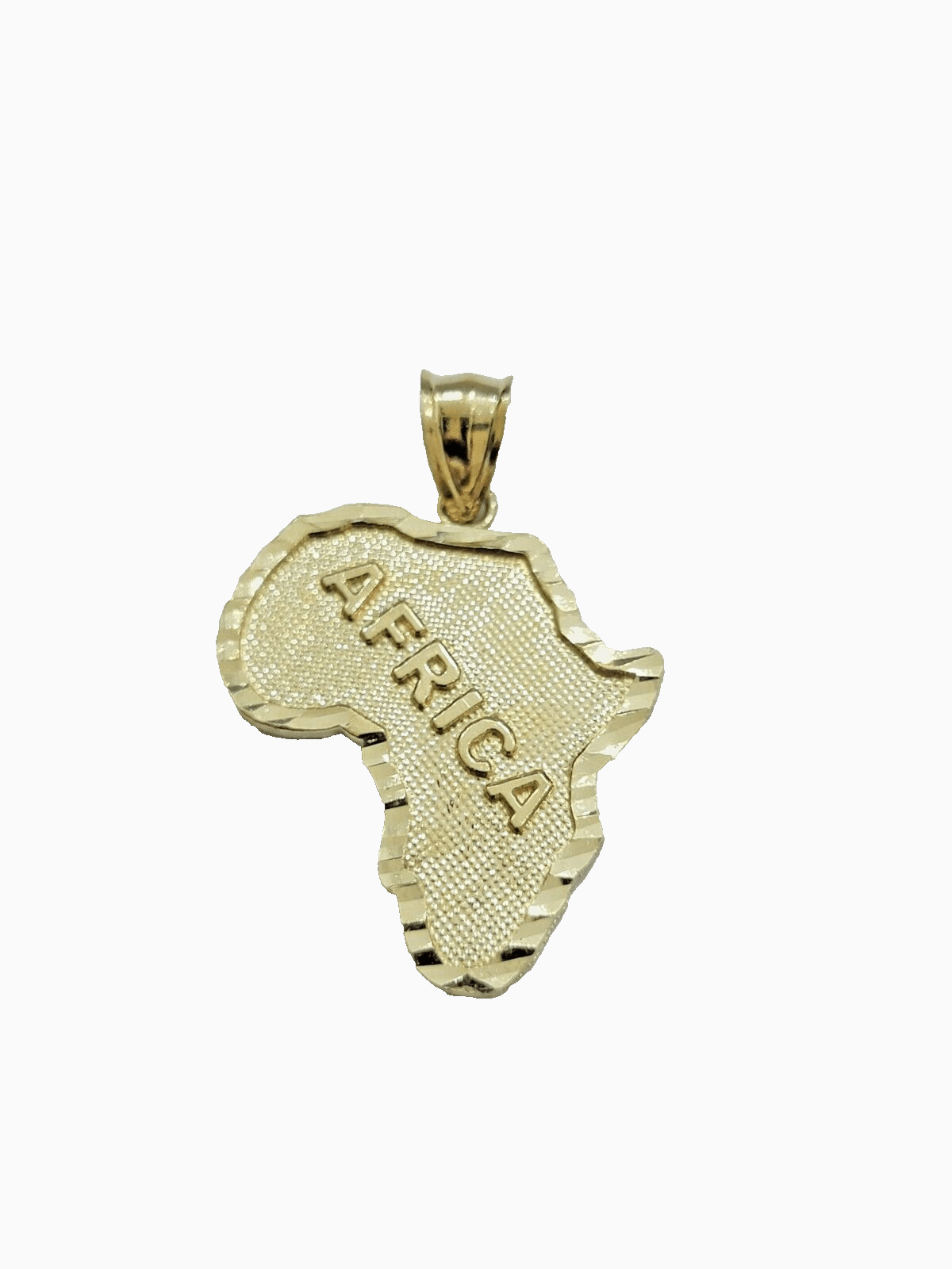 10k Yellow Gold Africa Map Charm Rope Chain 24 Inch Necklace Pendant SET SALE - GoldenlinQ