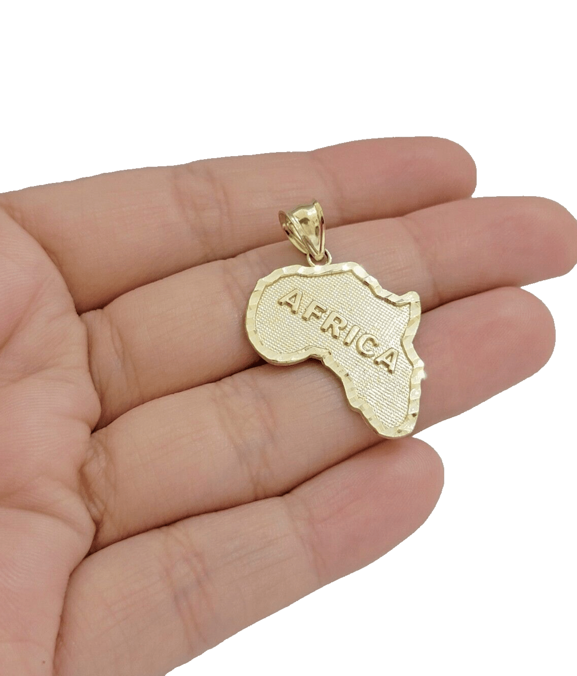 10k Yellow Gold Africa Map Charm Rope Chain 26 Inch Necklace Pendant SET SALE - GoldenlinQ