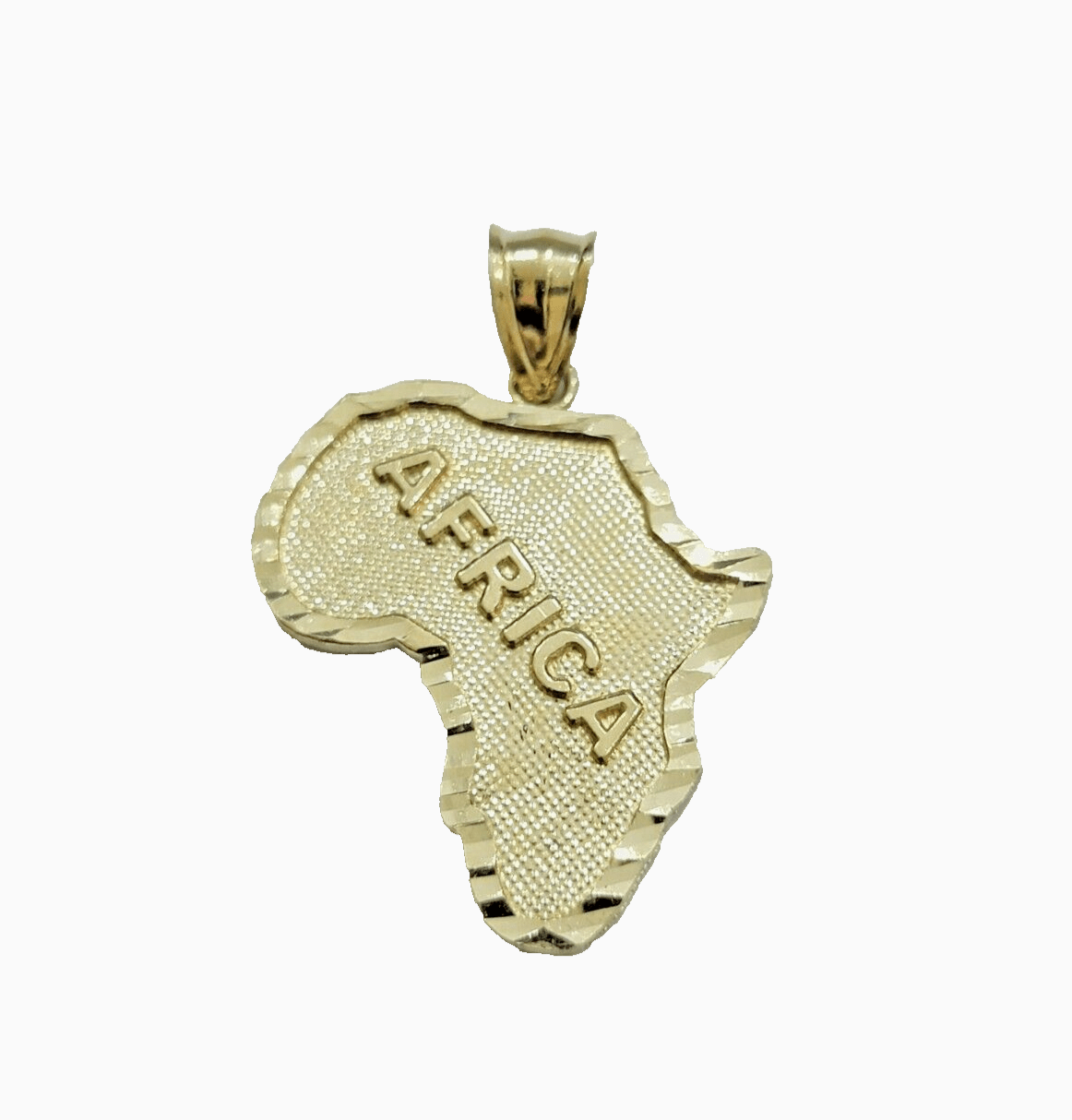 10k Yellow Gold Africa Map Charm Rope Chain 26 Inch Necklace Pendant SET SALE - GoldenlinQ