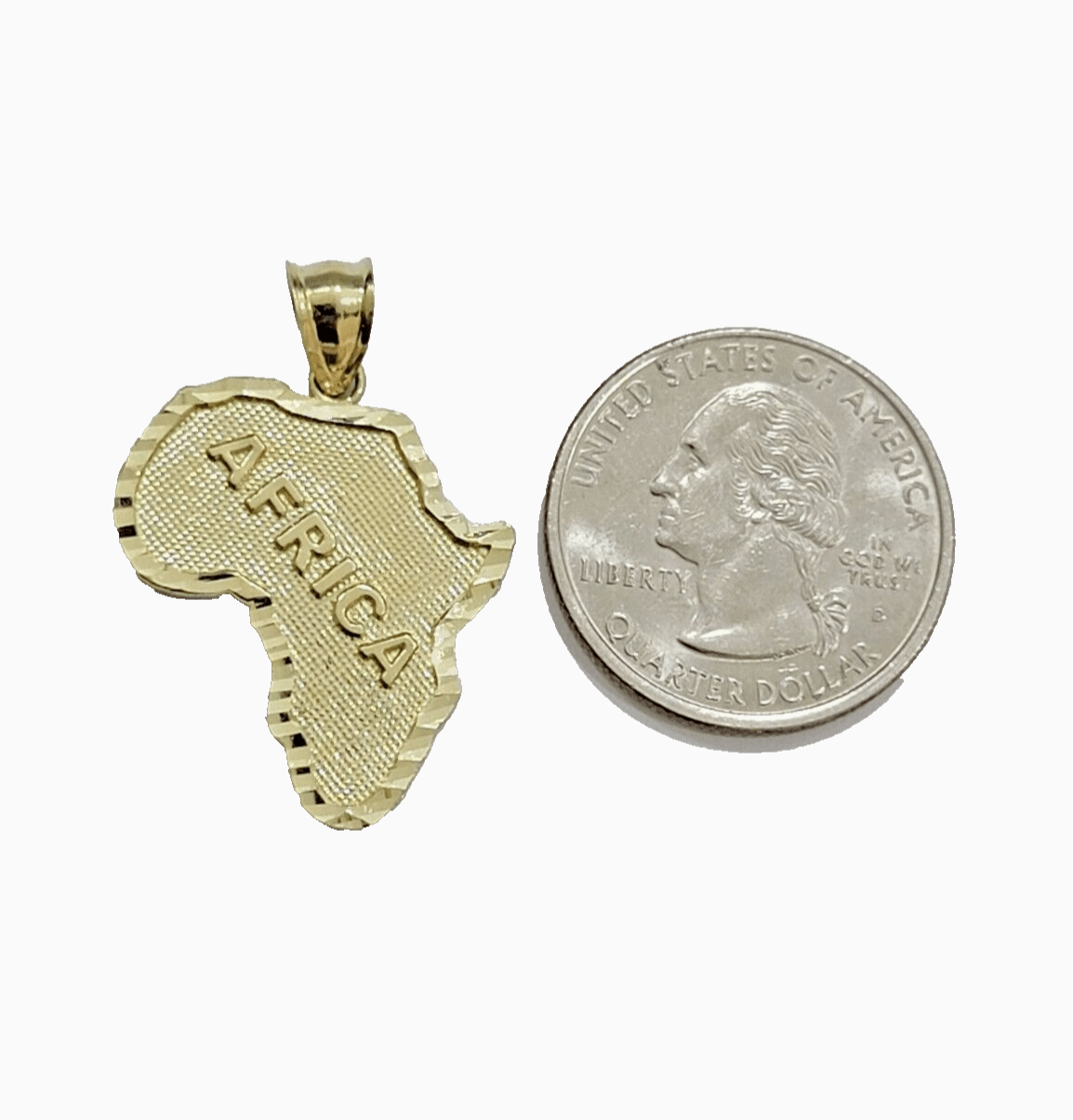 10k Yellow Gold Africa Map Charm Rope Chain 26 Inch Necklace Pendant SET SALE - GoldenlinQ