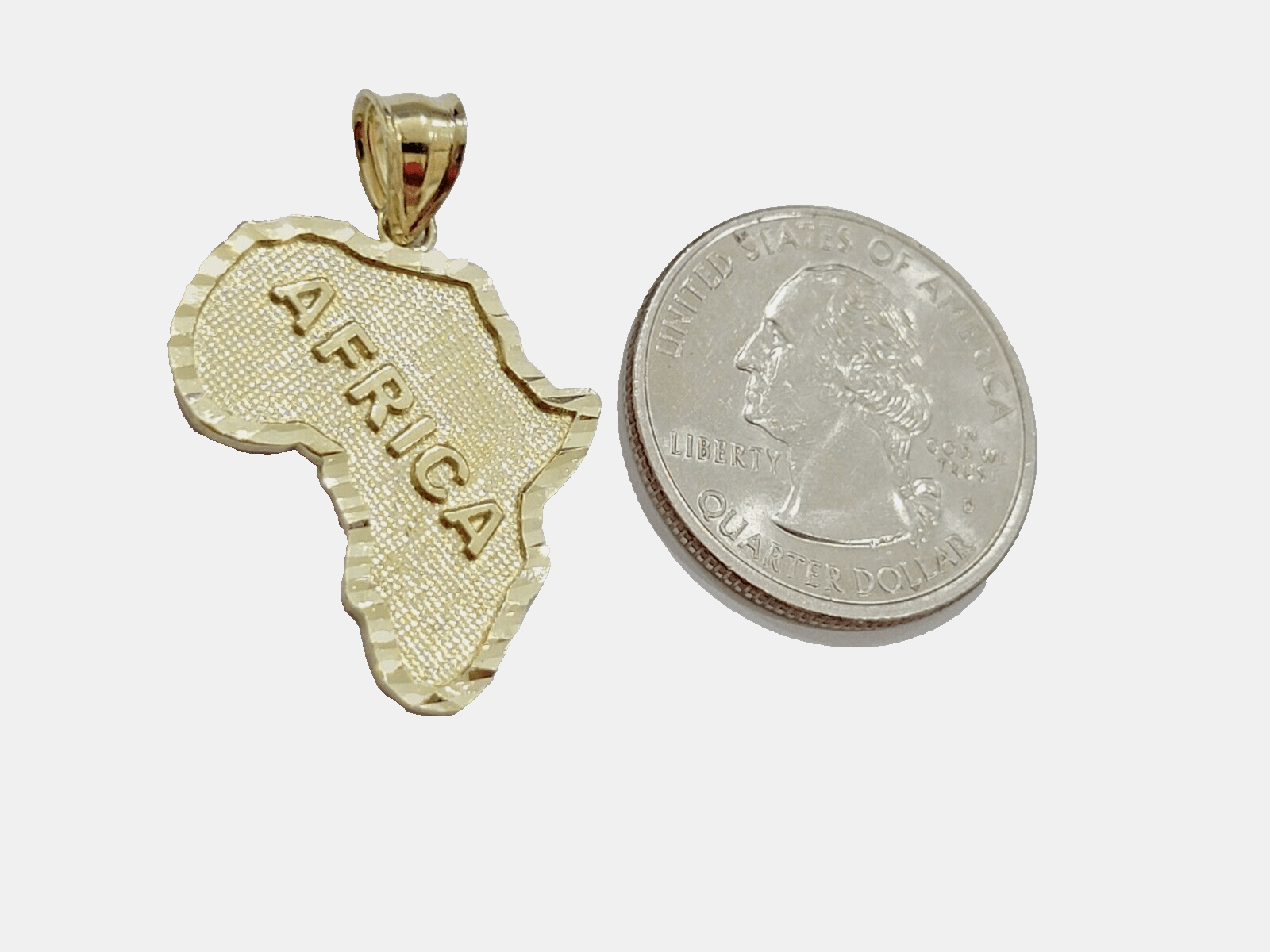 10k Yellow Gold Africa Map Charm Rope Chain Pendant 22 Inch Necklace SALE 10kt - GoldenlinQ