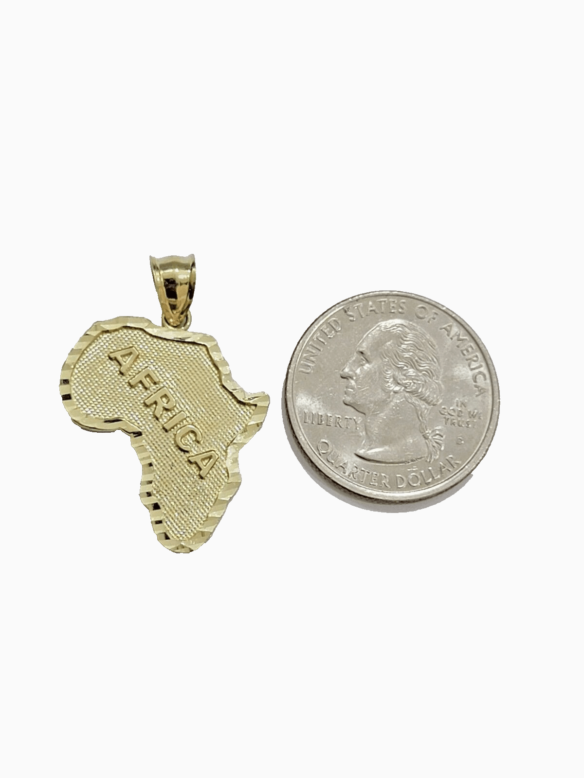 10k Yellow Gold Africa Map Miami Cuban Chain Charm Pendant 18 Inch Necklace SALE - GoldenlinQ