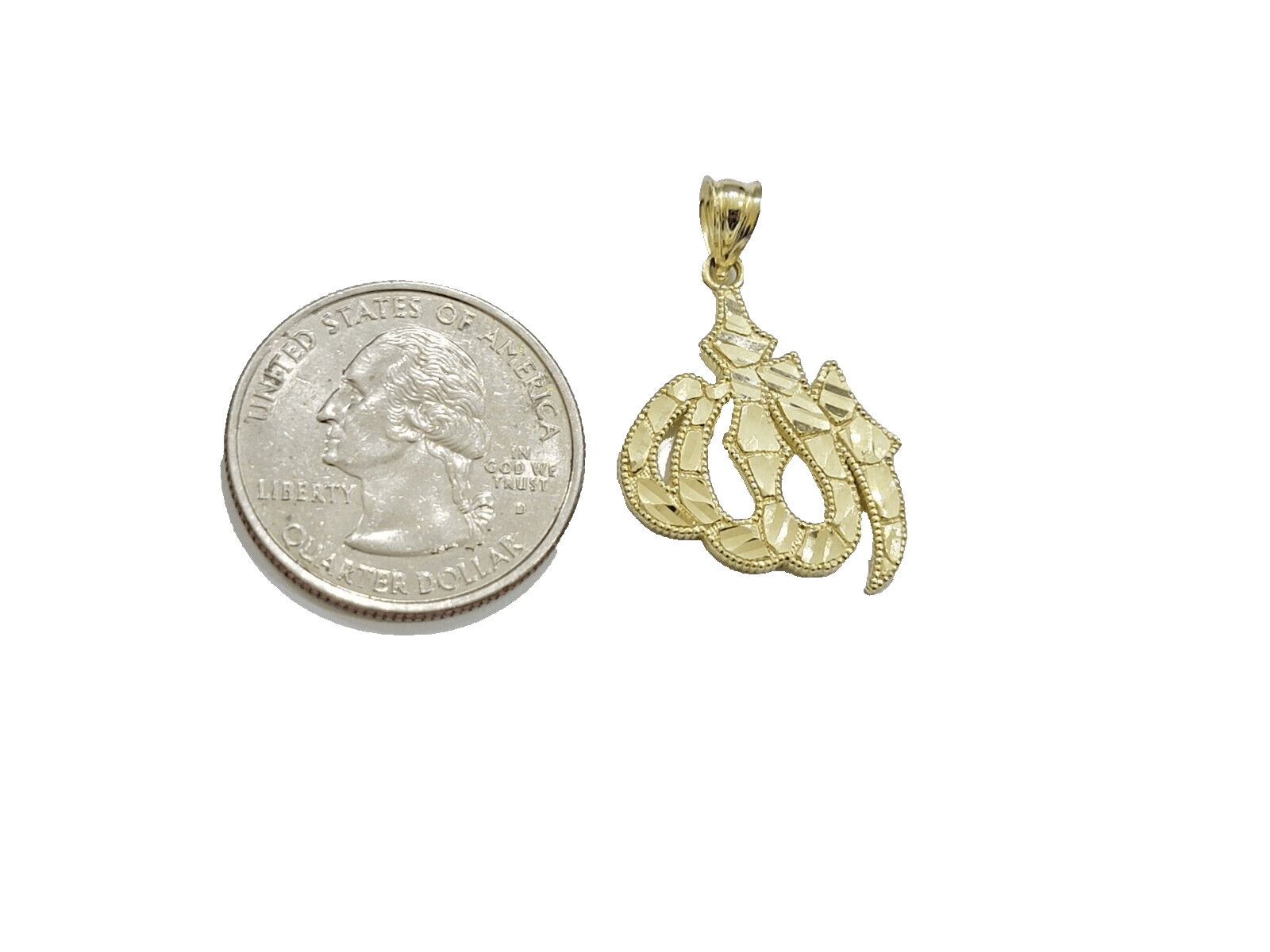 10k Yellow Gold Allah Charm Rope Chain 22 Inch Necklace 10kt Pendant Real SALE - GoldenlinQ