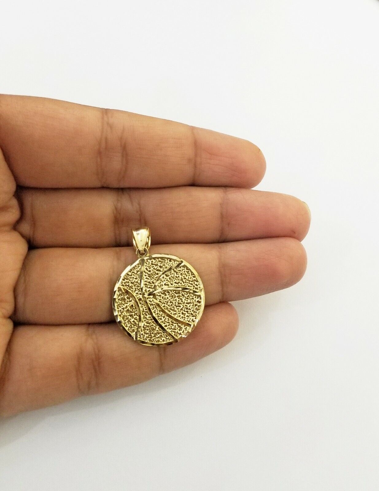 10k Yellow Gold Basketball Charm Pendant 1 Inch 10kt Real Gold - GoldenlinQ