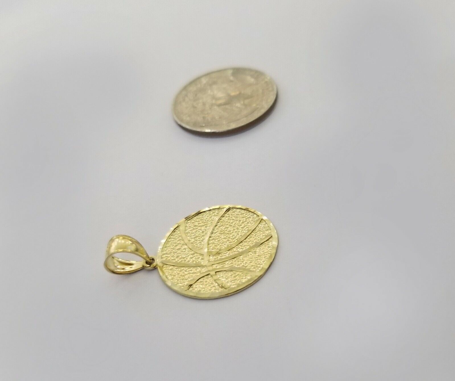 10k Yellow Gold Basketball Charm Pendant 1 Inch 10kt Real Gold - GoldenlinQ
