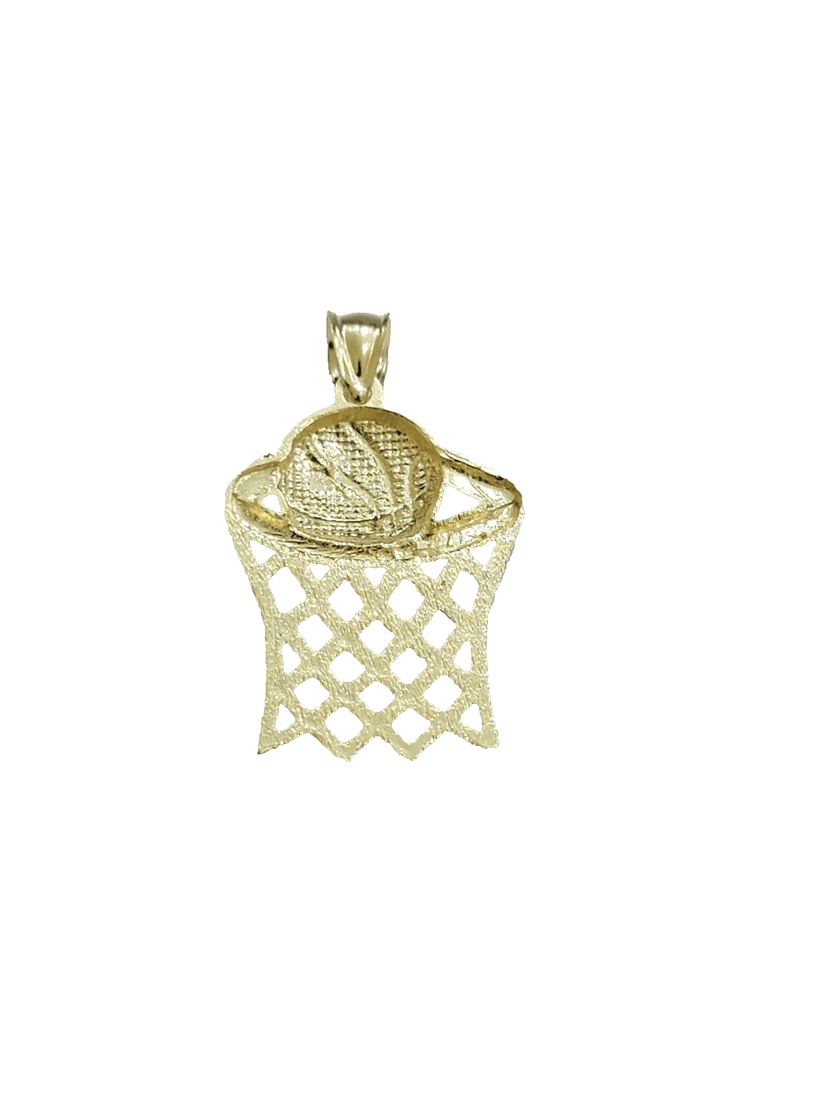 10k Yellow Gold Basketball Net Charm Pendant 1'' Inch Diamond Cut SALE Real 10kt - GoldenlinQ