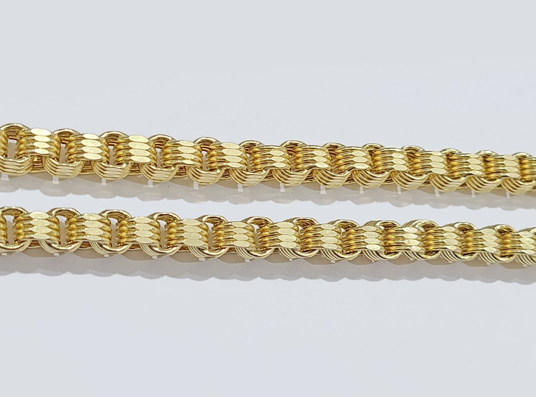10k Yellow Gold Box Byzantine Chain 7mm 22" inch Unisex Real 10kt Necklace Men's - GoldenlinQ
