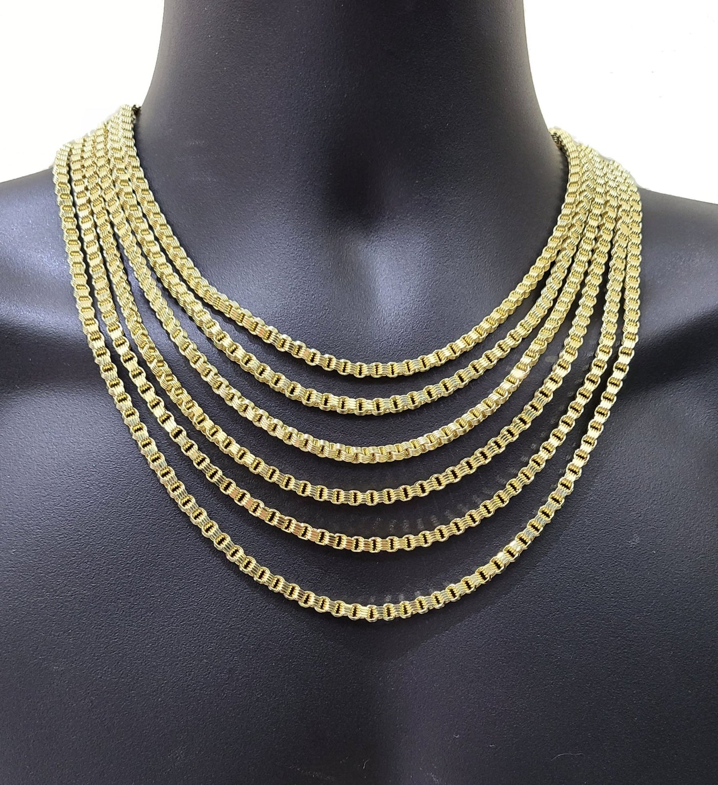 10K Yellow Gold Box Byzantine Chain Necklace 20