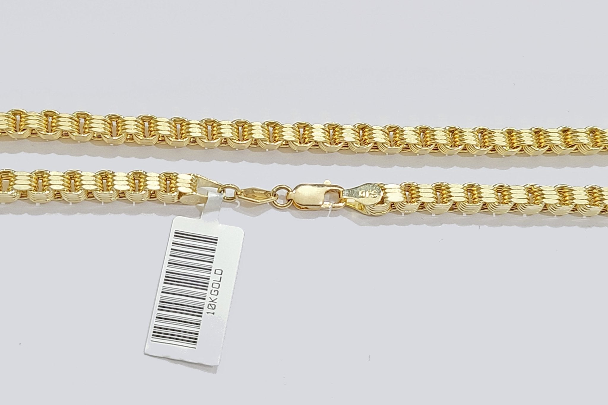 10K Yellow Gold Box Byzantine Chain Necklace 26'' Inch 4mm Real 10kt Lobster Lock - GoldenlinQ