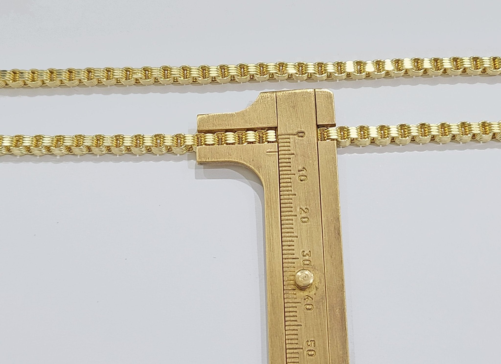 10K Yellow Gold Box Byzantine Chain Necklace 26'' Inch 4mm Real 10kt Lobster Lock - GoldenlinQ