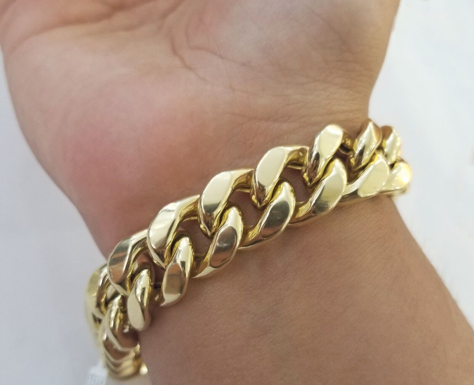 10K Yellow Gold Bracelet 15mm Miami Cuban Link 8.5" Real 10kt Gold Thick mens - GoldenlinQ