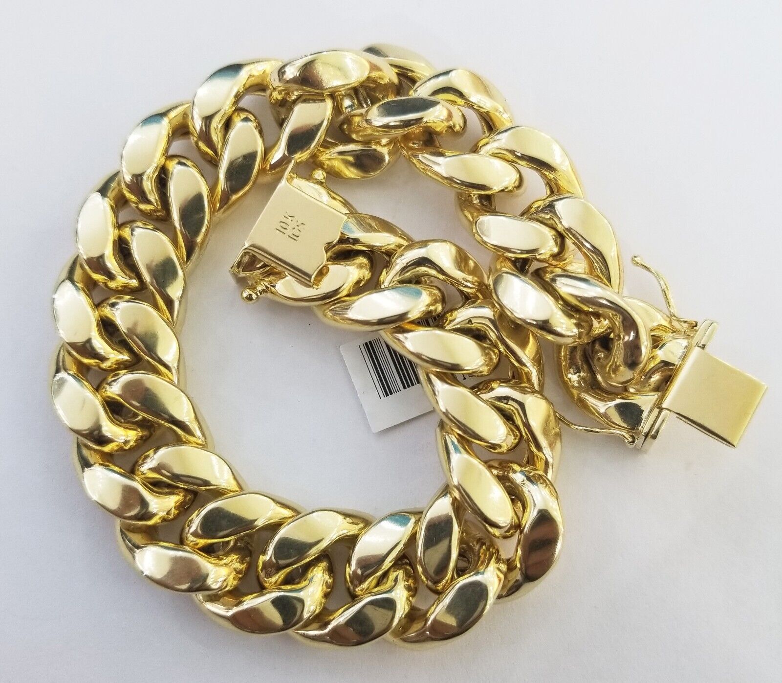 10K Yellow Gold Bracelet 15mm Miami Cuban Link 8.5" Real 10kt Gold Thick mens - GoldenlinQ