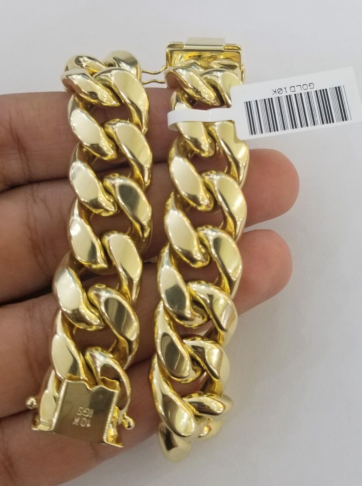 10K Yellow Gold Bracelet 15mm Miami Cuban Link 8.5" Real 10kt Gold Thick mens - GoldenlinQ