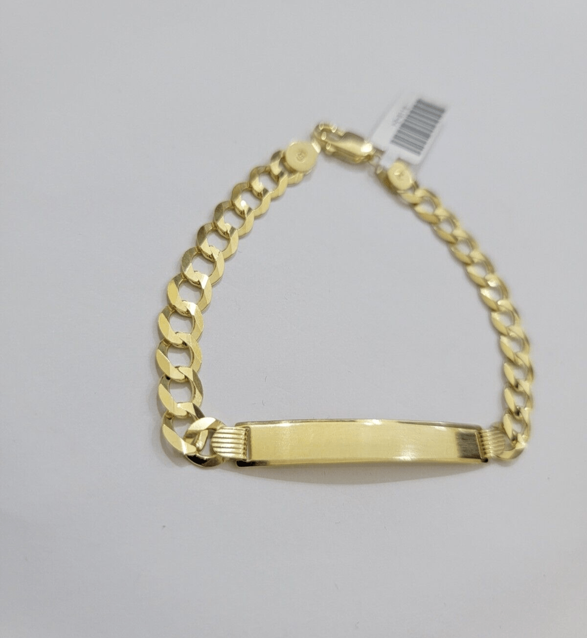 10k Yellow Gold Bracelet ID Cuban Curb Link SOLID 7mm 8 Inch REAL 10k Name Plate - GoldenLinQ