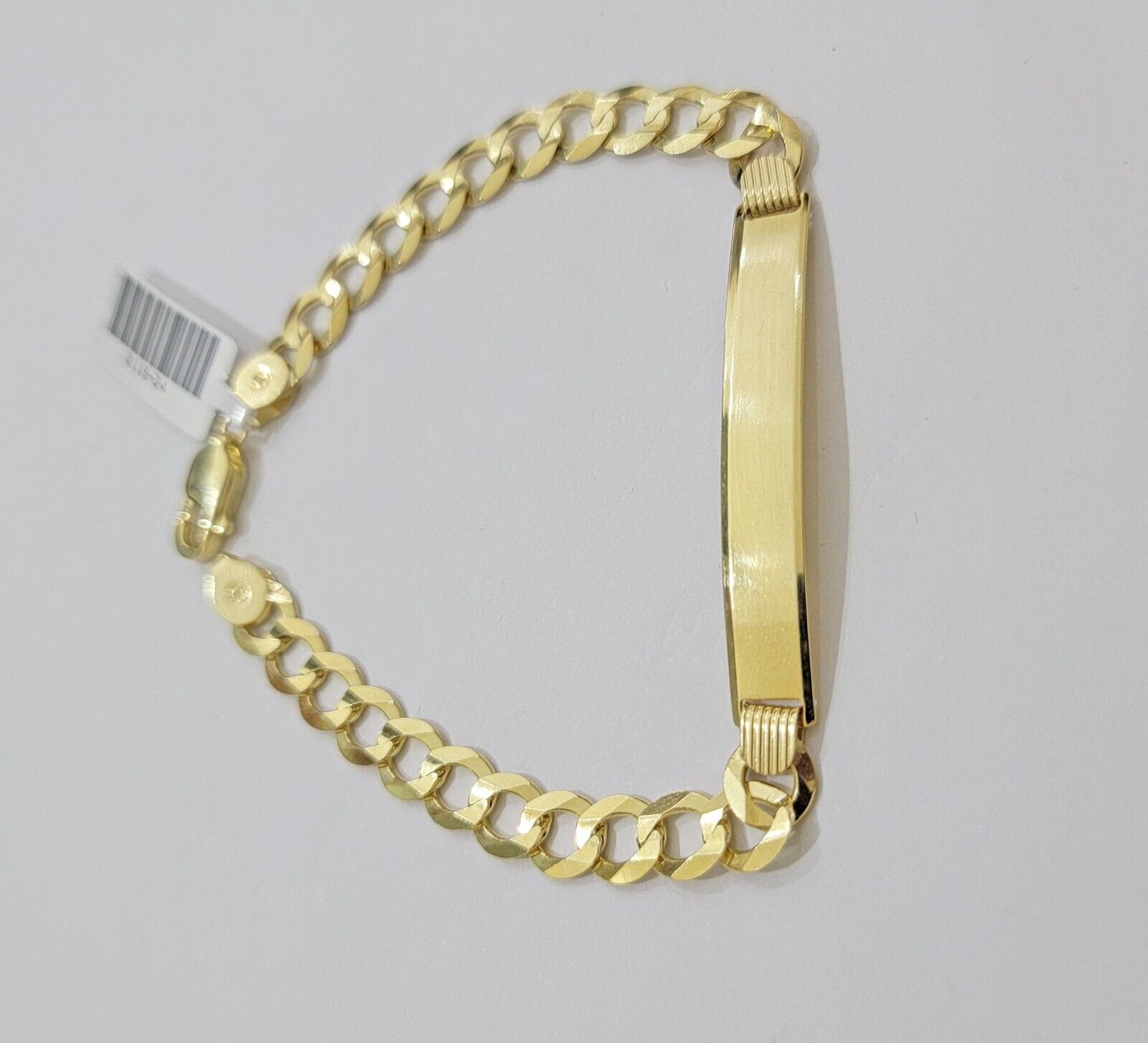 10k Yellow Gold Bracelet ID Cuban Curb Link SOLID 7mm 8 Inch REAL 10k Name Plate - GoldenLinQ