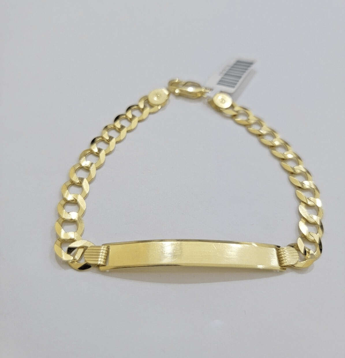 10k Yellow Gold Bracelet ID Cuban Curb Link SOLID 7mm 8 Inch REAL 10k Name Plate - GoldenLinQ