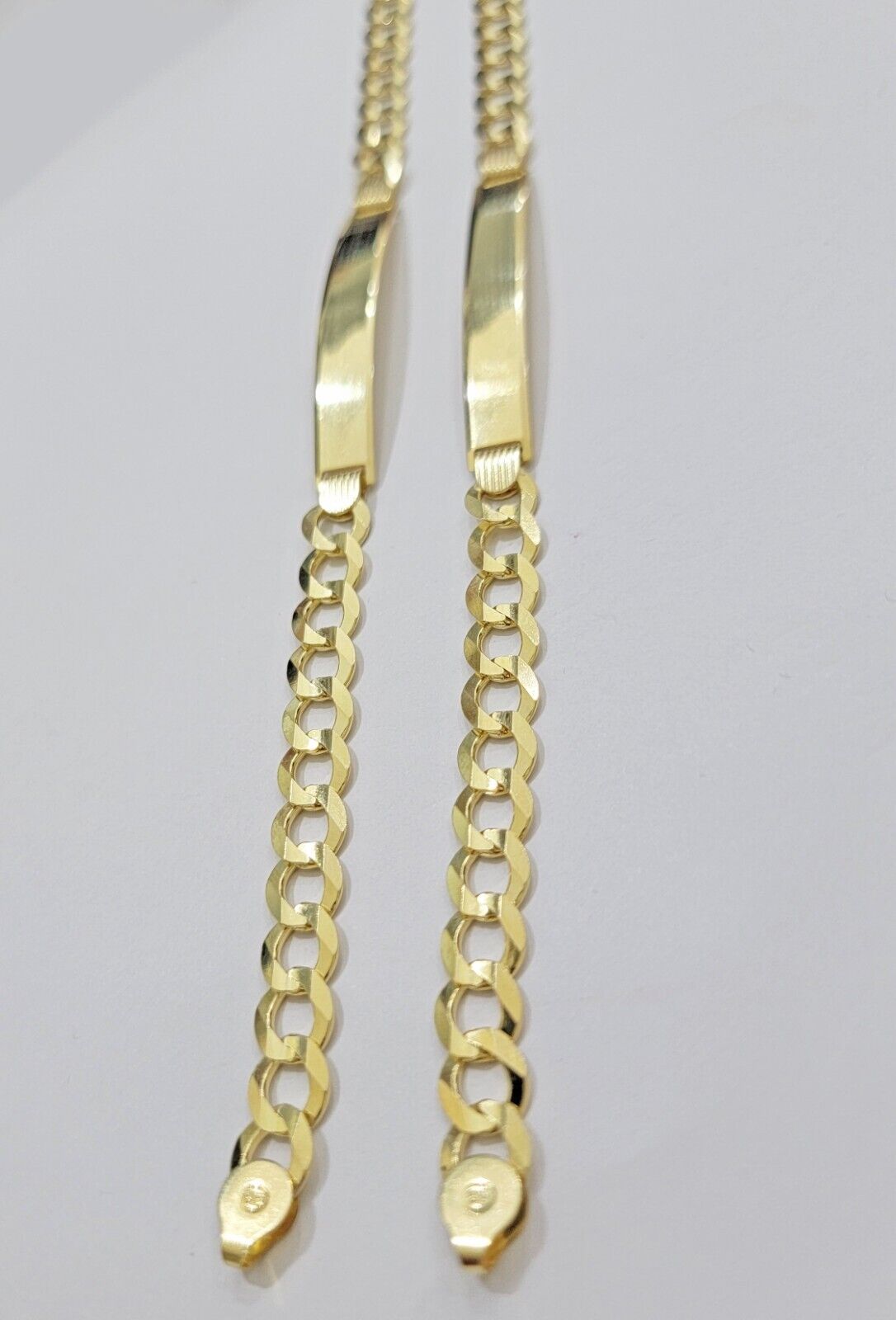 10k Yellow Gold Bracelet ID Cuban Curb Link SOLID 7mm 8 Inch REAL 10k Name Plate - GoldenLinQ