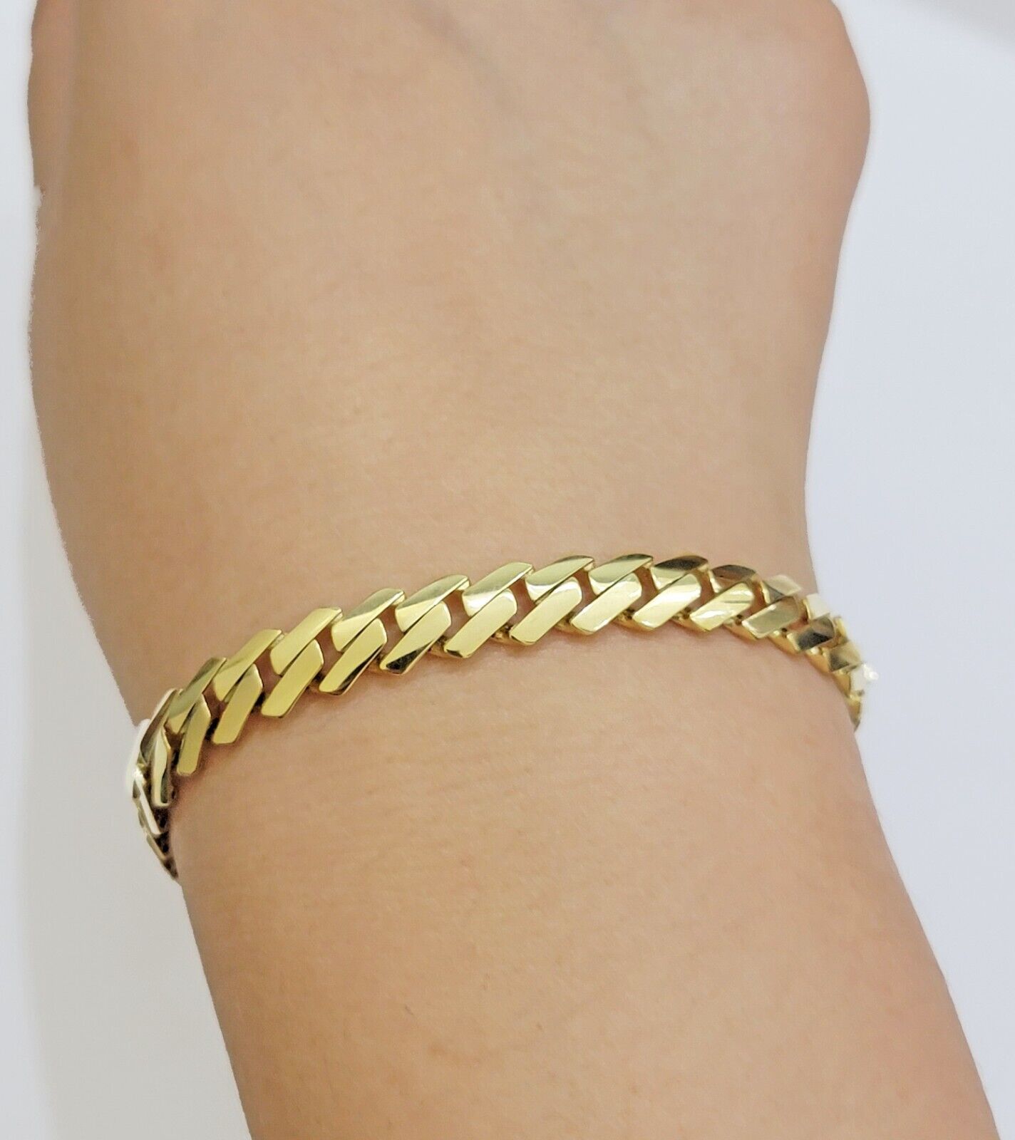 10k Yellow Gold Bracelet Ladies 7.25 Inch Royal Monaco Cuban Link 7mm For Women - GoldenLinQ