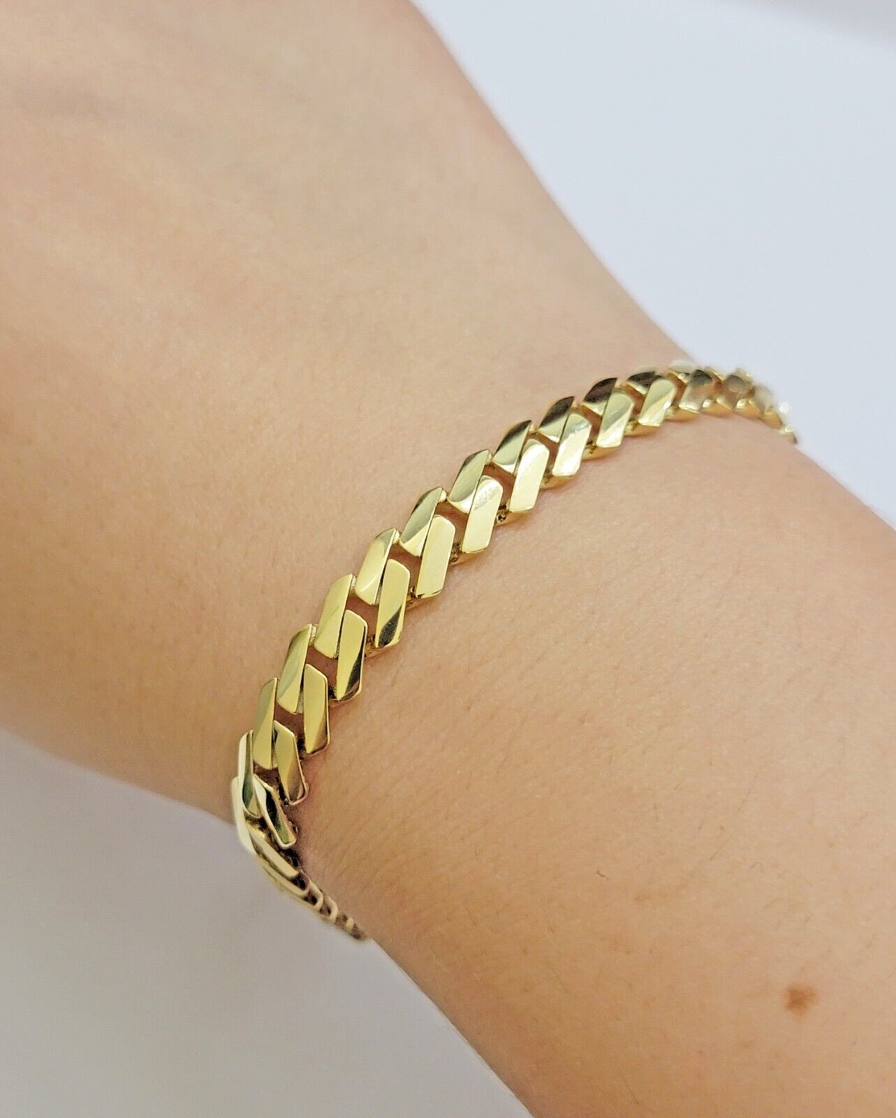 10k Yellow Gold Bracelet Ladies 7.25 Inch Royal Monaco Cuban Link 7mm For Women - GoldenLinQ