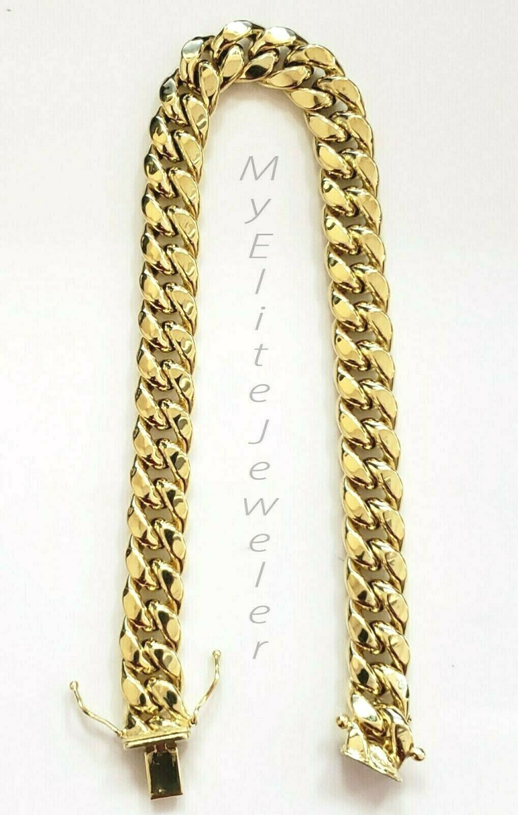 10k Yellow Gold Bracelet Men's cuban Link 7.5" 9mm Thick Box clasp Strong Link - GoldenLinQ